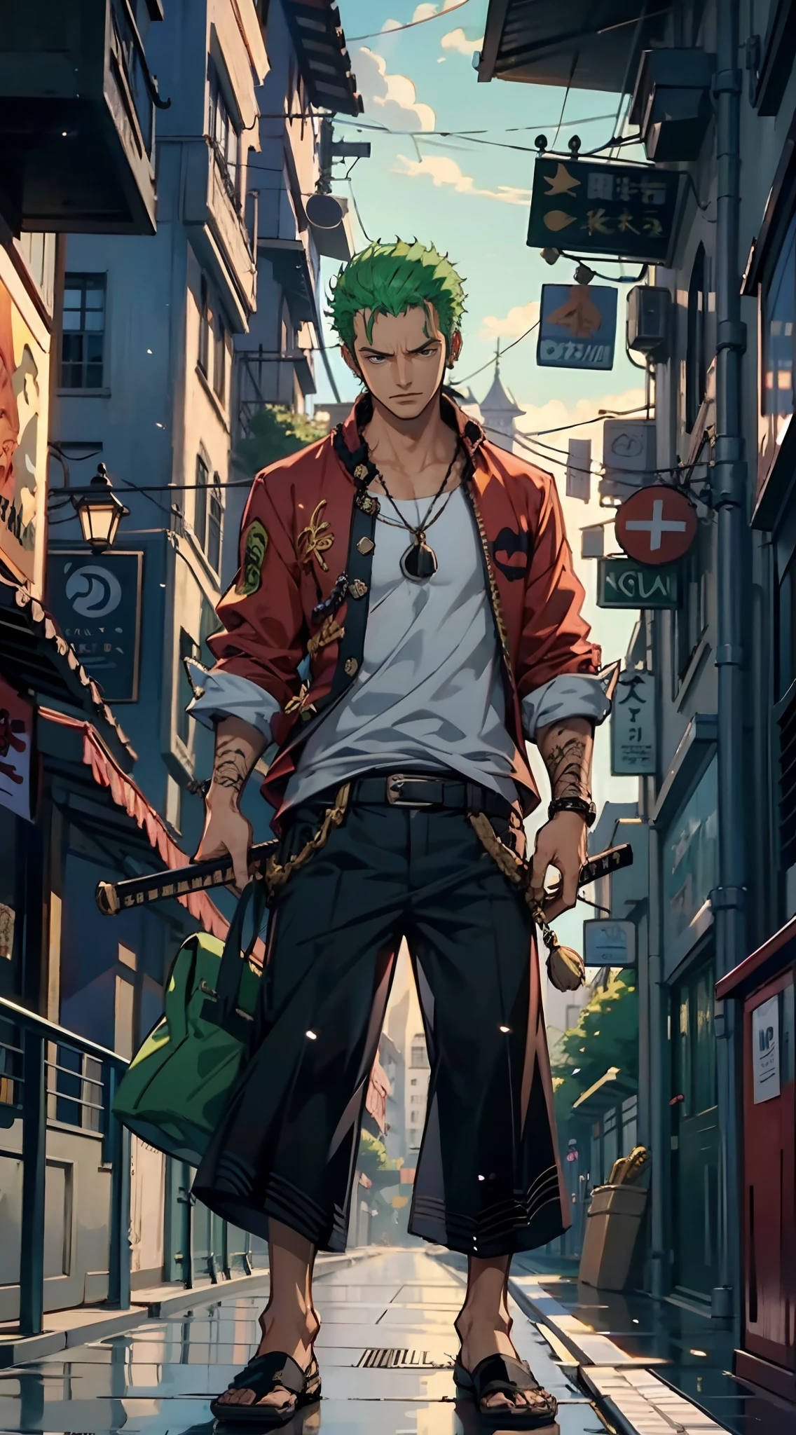 (Qualidade 4k), Roronoa Zoro for one piece, 1 menino, irritado, deck,