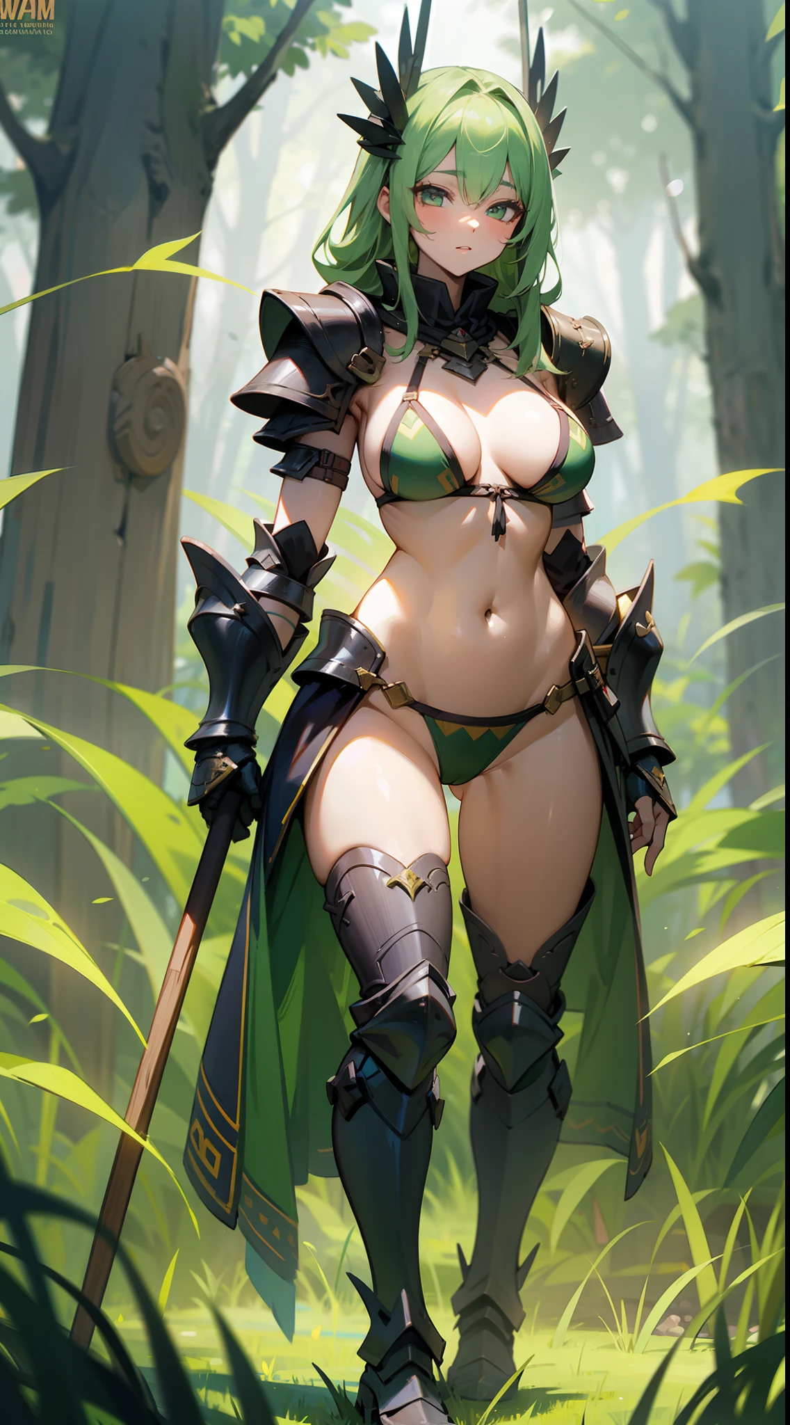 Hot Sexy Girl Wear Wood Bikini Armor With Grass Aura Full Body