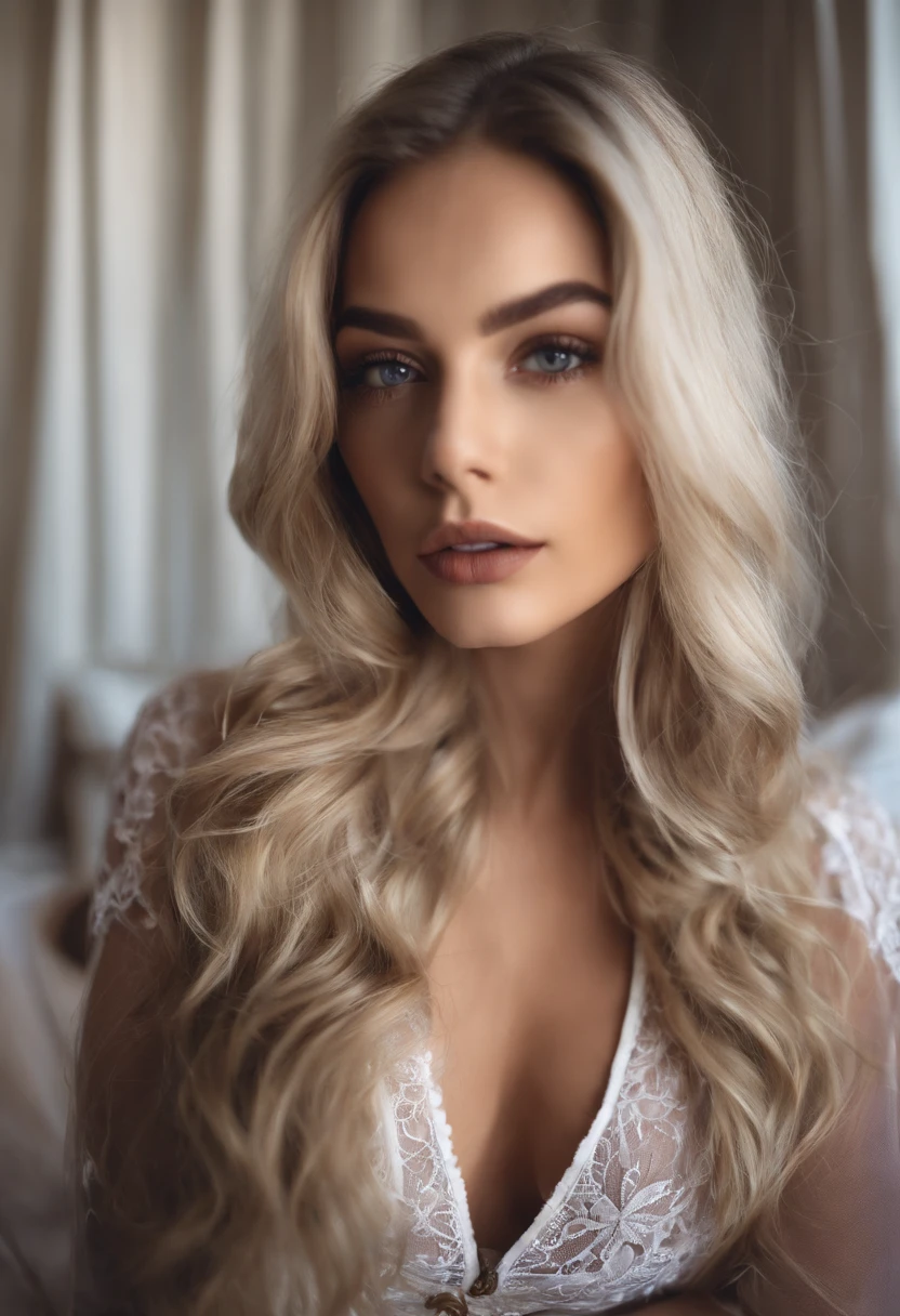 Femme en culotte en dentelle et gilet blanc,Grande silhouette parfaite, fille sexy aux yeux bleus, Portrait Sophie Mudd, Portrait de Corinna Kopf, cheveux blonds et grands yeux, selfie of a young woman, Les yeux dans la chambre, Violet Myers, Maquillage Orn, maquillage naturel, Look directly at the camera, Visage avec Artgram, dezentes Maquillage, De superbes photos du corps entier, dans une chambre, Fission, no clothes