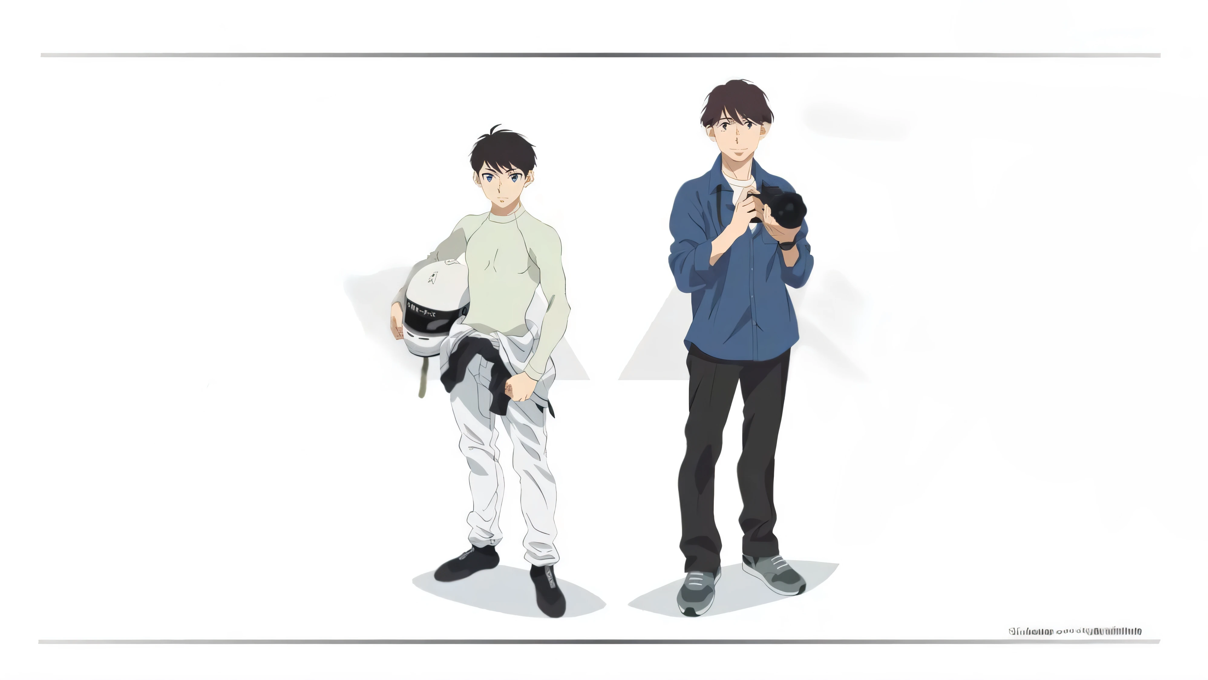 anime characters are standing next to each other in a line, miura kentaro style, 2 0 2 2 anime style, 2022 anime style, kentaro miura art style, kentaro miura style, style of akira motion movie, in the art style of 8 0 s anime, evangelion concept art, two anime handsome men, japanese animation style