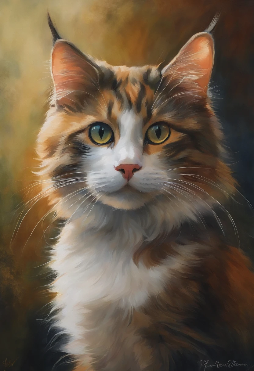 retrato de gato estilo acuarela