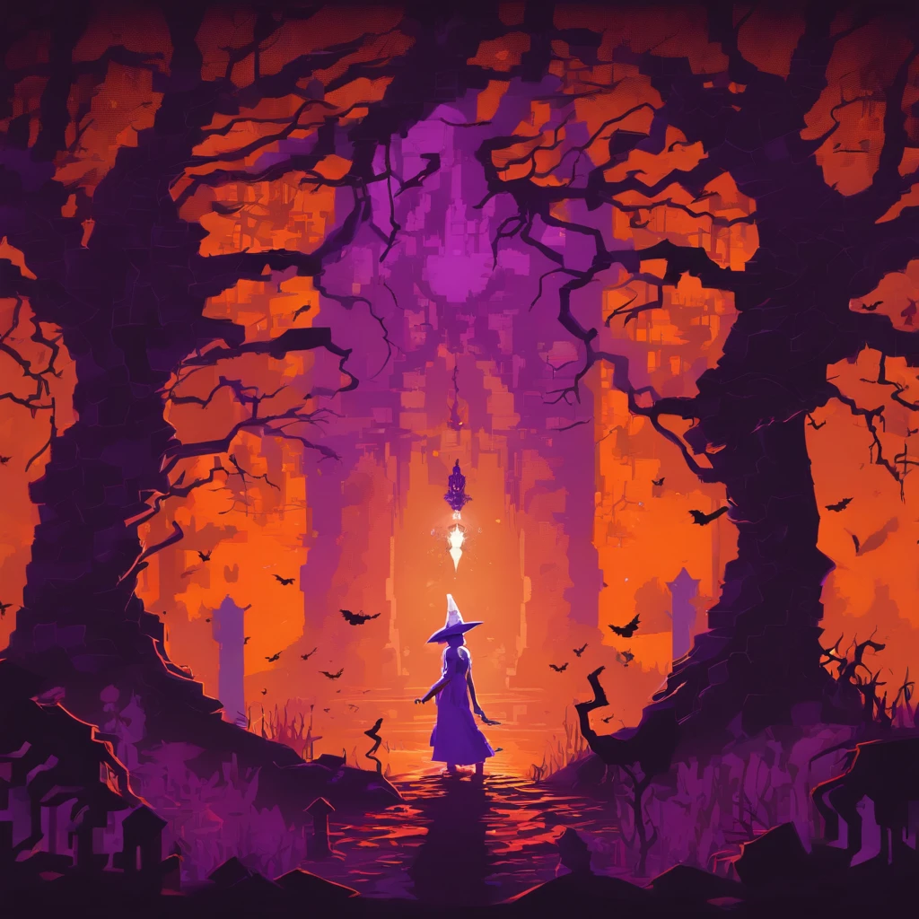 "(best quality, highres, ultra-detailed), The goddess casting mystical glowing spells in a haunted forest, orange and purple hues, portraits, vivid colors, extreme detail description, sharp focus, physically-based rendering, studio lighting, horror, witch, magical, eerie atmosphere, swirling fog, ethereal glow, ancient trees, twisted branches, moonlit sky, mysterious shadows, spellbinding, enchanting, hauntingly beautiful"