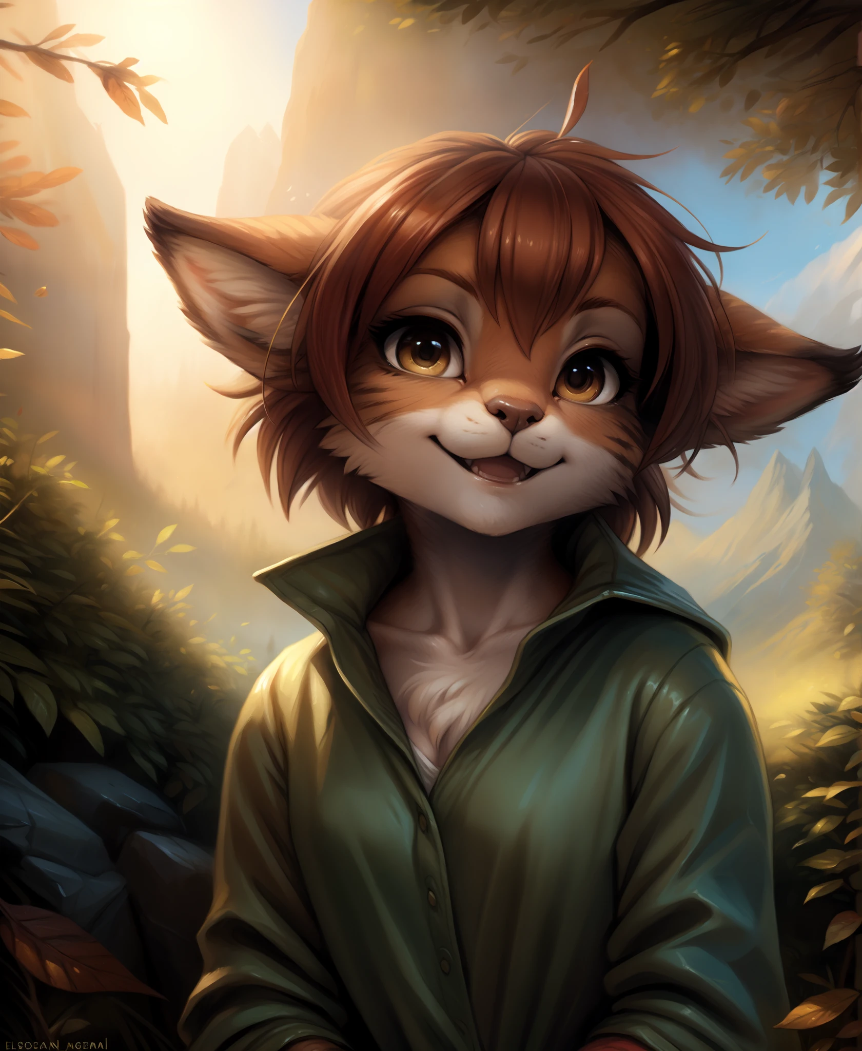 by kenket, by totesfleisch8, (by thebigslick, by silverfox5213:0.8), (by syuro:0.2), elora furry, detailed and extremely cute body coat, fluff, masterpiece, looking up beautiful environments, detailed background, happy, leaf dress, (uploaded in e621.8k, RAW photo, high resolution, high quality), ((masterpiece)), female, (wear shirt and no background), (front view), (cinematic lighting), (backlighting), (shaded), detailed background, by dagasi, (by personalami), [by Ruan Jia], photorealistic, hyperrealistic,