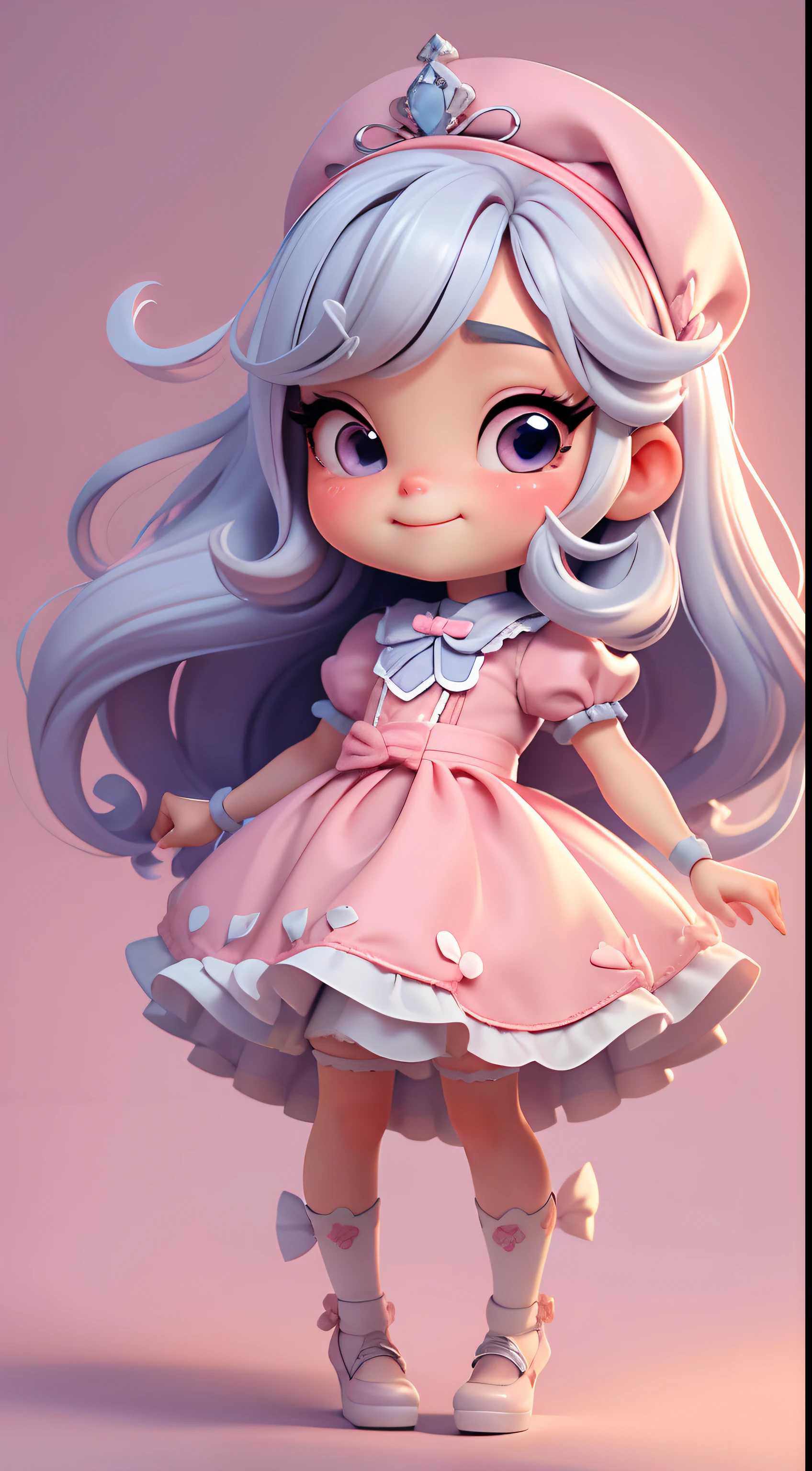 Create an 8K version of Alice's baby loli character.

Boneca Chibi Alice: Deve ficar charmoso e bonito, Preserve the iconic elements of the original character. Alice Chibi deve ter um rosto redondo com grande, olhos brilhantes, long eyelashes and rosy cheeks. Seu cabelo deve ser curto e tons brilhantes de castanho claro ou claro.

Vestido bonito: Dress up chibi Alice in a beautiful and elegant dress in shades of pink or lilac . O vestido pode ter babados, renda & detalhes, referring to the theme of Wonderland. Add loops or ribbons, Para dar um toque de delicadeza.

avental & Arco: Adicione um avental branco sobre o vestido de Alice Chibi, It is tied at the waist with a thin bow. O avental pode ter pequenos detalhes, como bolsos ou bordados finos.

Meias e sapatos bonitos: Complete o look chibi de Alice com meias listradas azuis e brancas ou detalhes divertidos. standingn, Coloque sapatos de boneca bonitos, com gravatas ou fivelas.

Magic Accessories: Add charming accessories to Alice's chibi, like a bow in the hair or a tiara with Wonderland details. You can also get your hands on beautiful themed accessories.

Certifique-se de adicionar sombras, texturas e detalhes nos cabelos, Alice Chibi's clothes and accessories, to make it even more charming and charming. Give him a smiling expression and a sweet smile on his face, Capturing the essence of the character in a subtle and charming way.