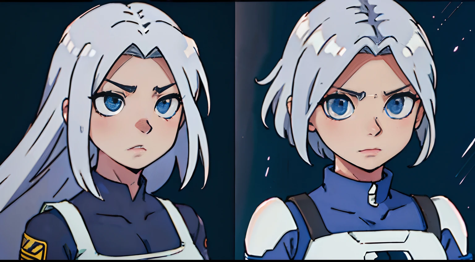 1 girl High quality anime girl medium breasts similar to android 18 close up skinsuit see through busty silver hair cute