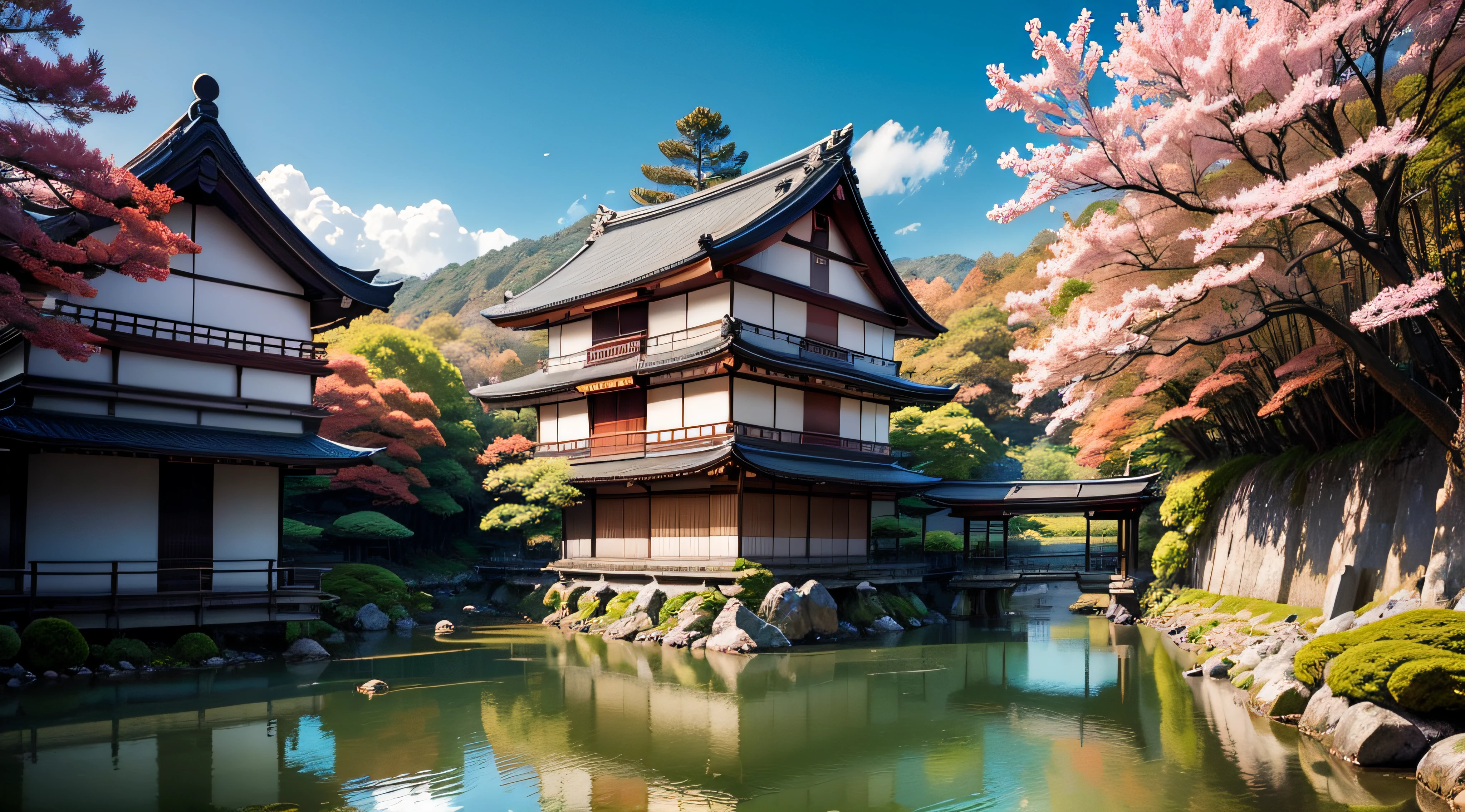 fondo: paisaje japones, SFW, gente caminando en kyoto,