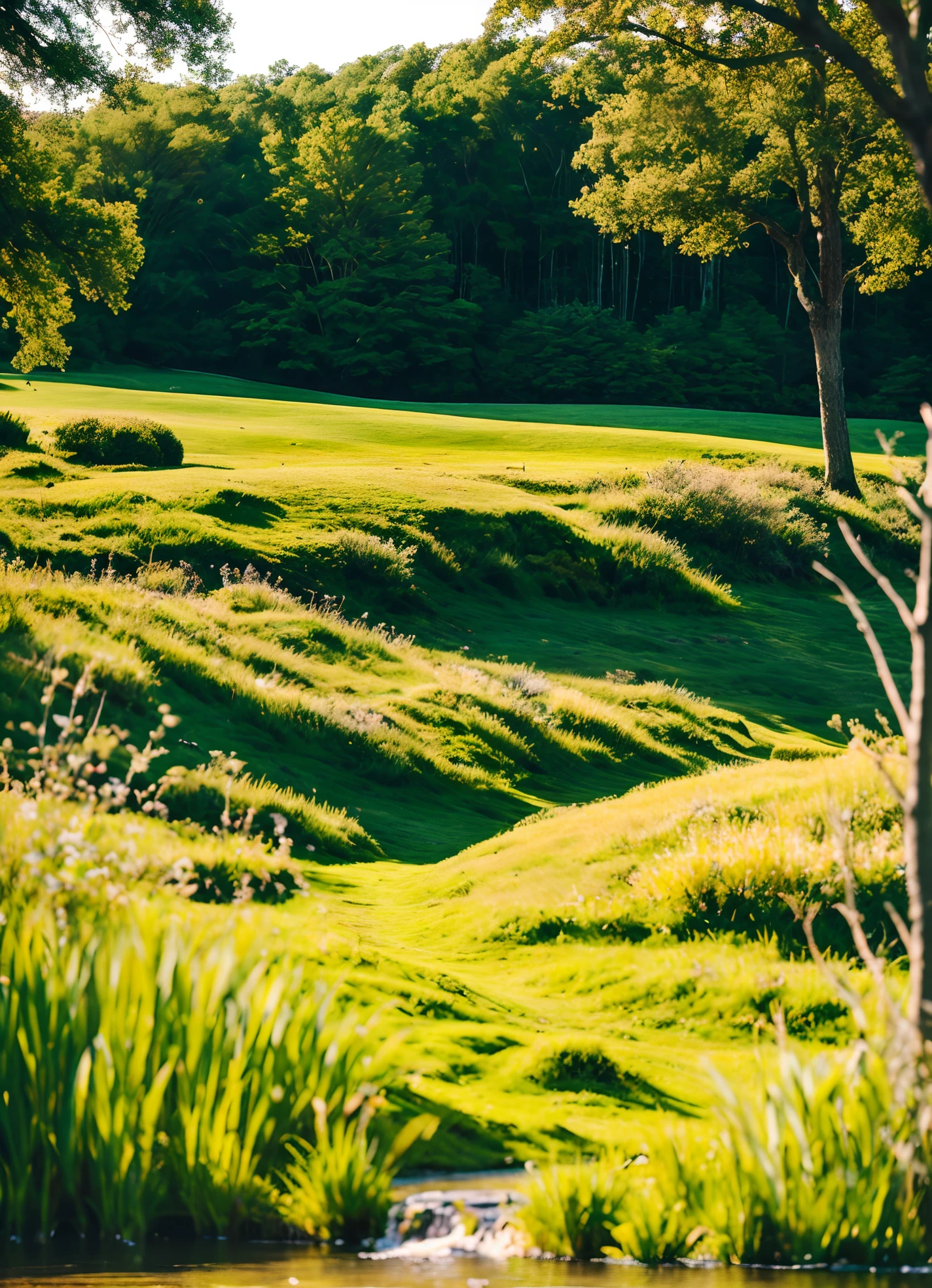 RAW photo of the landscape,small detailed,realisticlying,Ultra-realistic photos,8K UHD,Digital SLR,softlighting,high high quality,filmgrain,mont,Eau,The tree,grassy,florals,critters,a plant,(tmasterpiece)