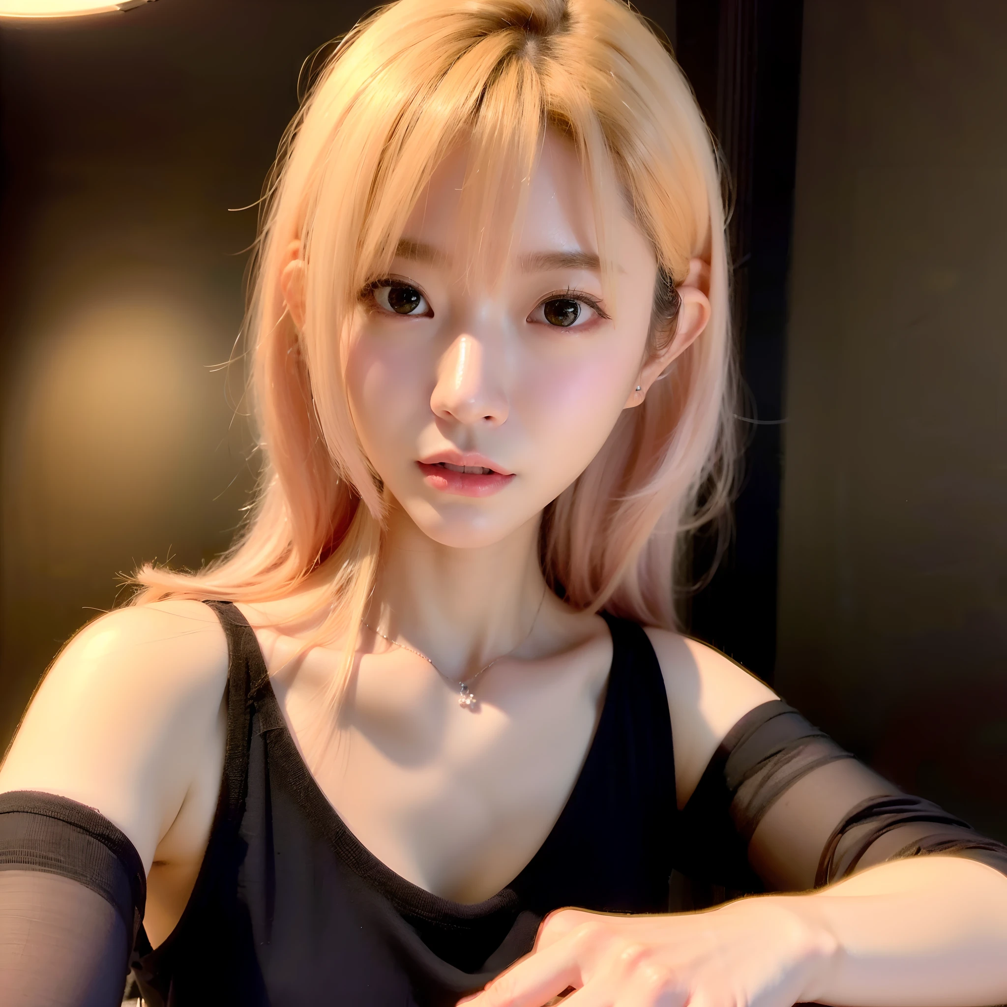 Best quality, masterpiece, ultra high res, (photorealistic:1.4), raw photo, 1girl, offshoulder, in the dark, deep shadow, low key, cold light
