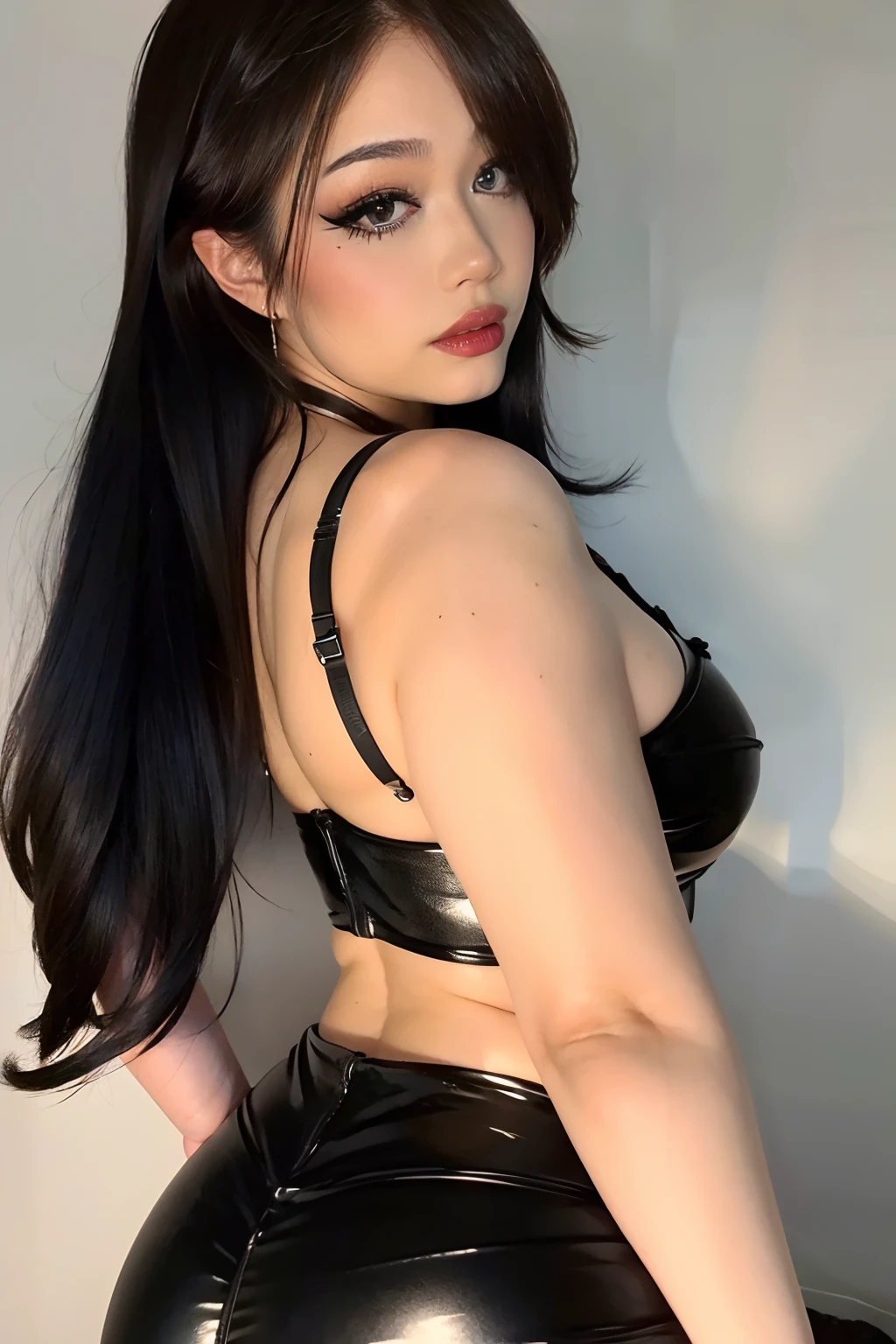 huge ass, (ass), best quality,highres,ultra-detailed,realistic:1.37,portrait, intercate face details, makeup, eyeliner, good proportions, sexiest quality, thick thighs,