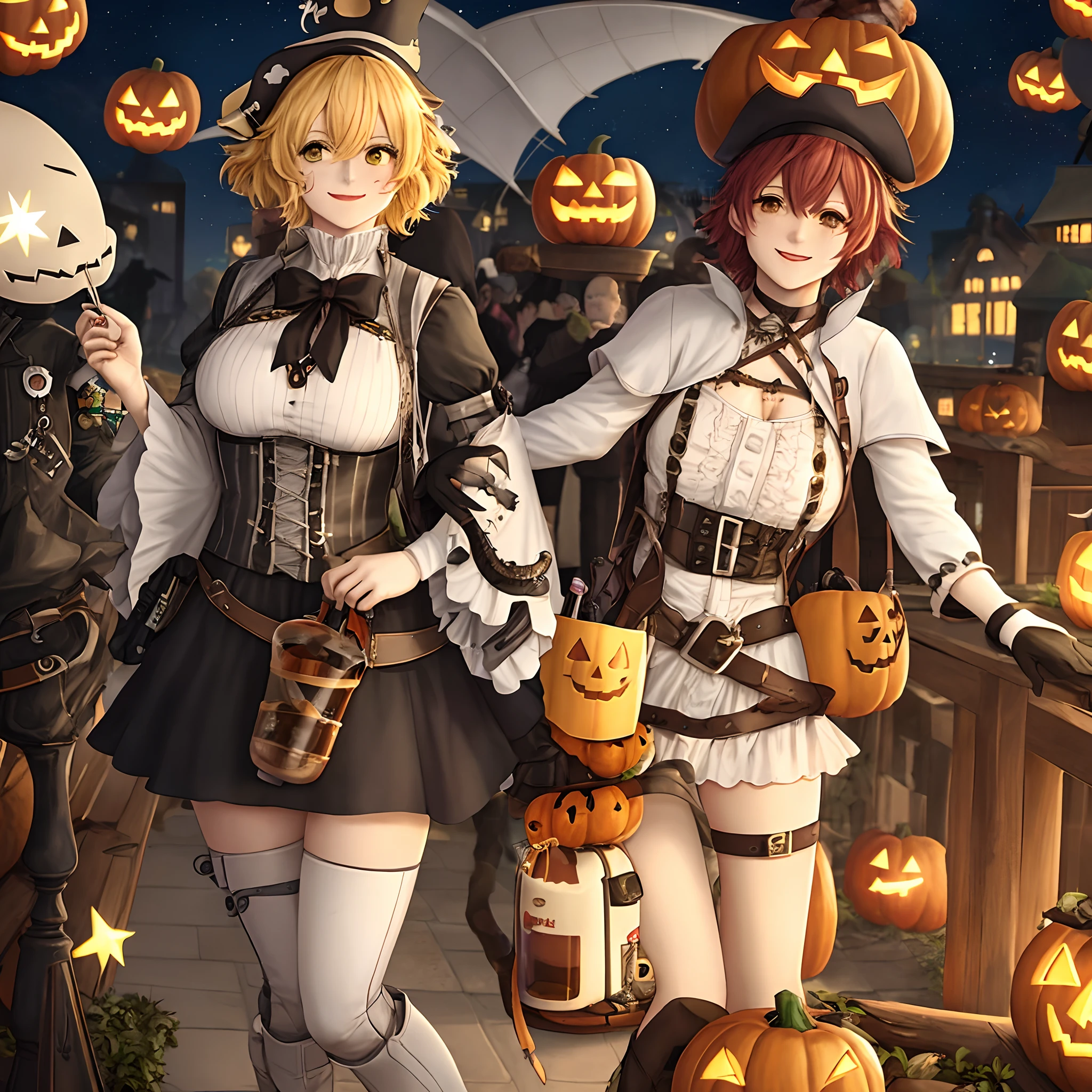 Halloween party airship custard absinthe nonbinary pirates diverse older women robots