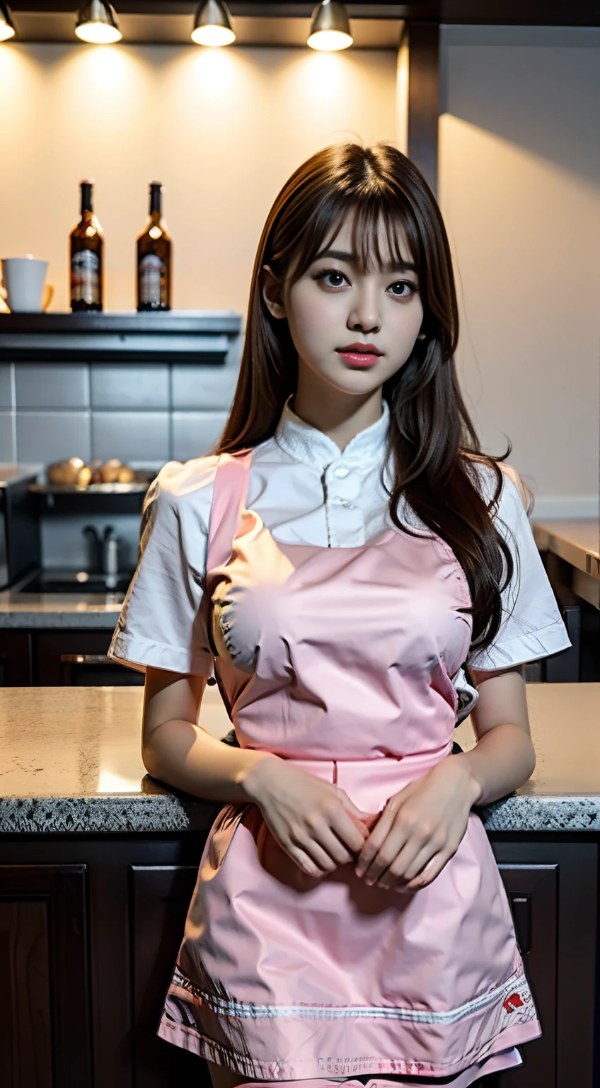 Real Images、rialistic photo、Top image quality、Anna Miller's Waitress Uniform、Alafed woman in apron standing in front of a table in a restaurant, ( woman samurai ) girl, wearing rr diner uniform, tzuyu from twice, inspired by Kim Jeong-hui, fanart, Girl with white waist apron, japanese maid cafe, hanbok apron, femele, girl wearing school uniform