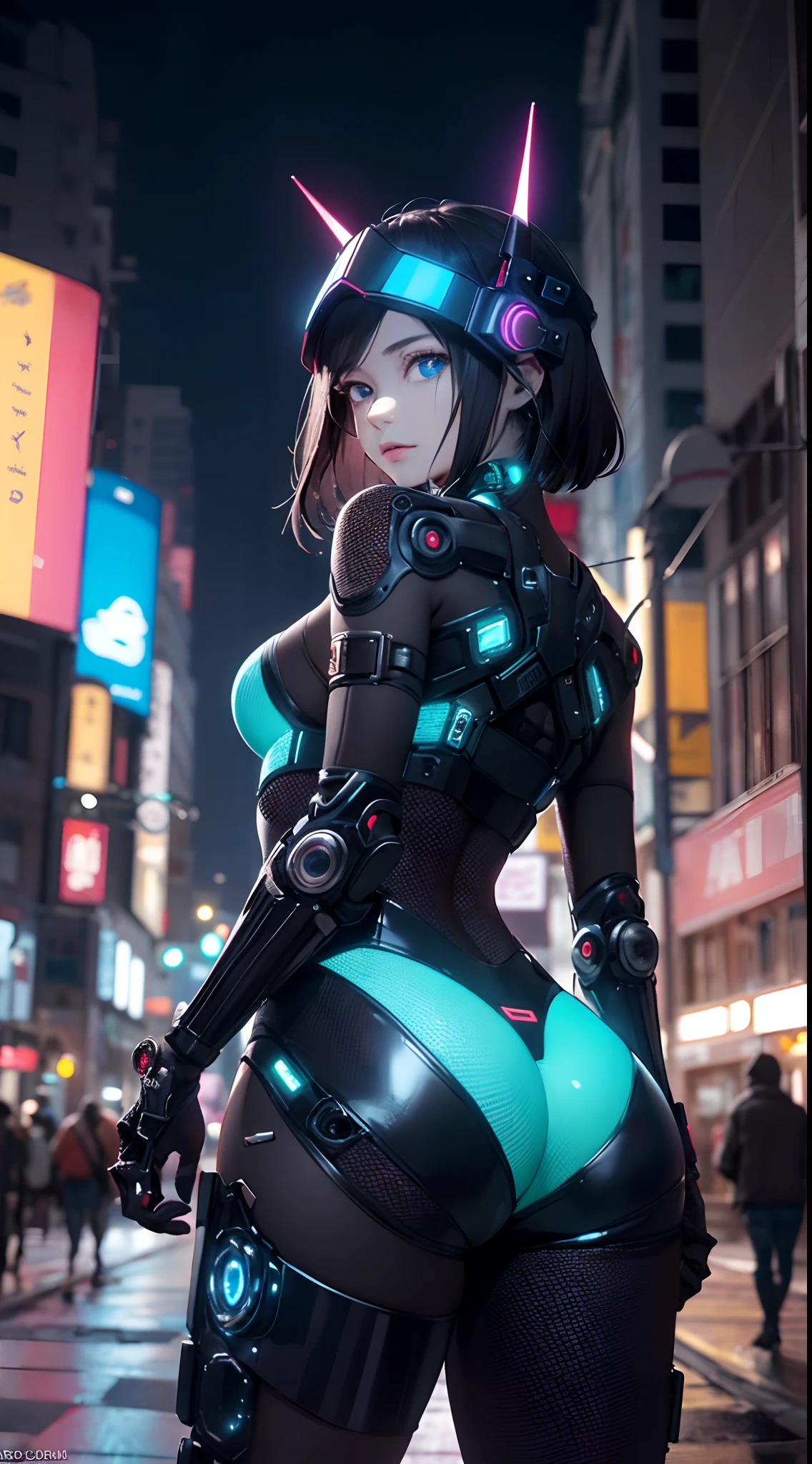 [objeto Objeto], (detailed face features:1.3),1mujer, Hermosa mujer 、(CyberpunkAI:1.4)、large buttockss、arrodillarse、Electronic visor attached to the face of a -yeld giwith emphasis on the buttocks、Red latex body,Moda cyberpunk、Pose sexy、(Usar polainas amarillas en la parte inferior del cuerpo、Agrandamiento de los senos、Neon lights in the dark city at night,motor irreal:1.4,UHD,La mejor calidad:1.4, fotorrealista:1.4, textura de la piel:1.4, obra maestra:1.8,obra-prima, mejor calidad,（Beautiful and detailed eye description）,(ojos azules:1.4)