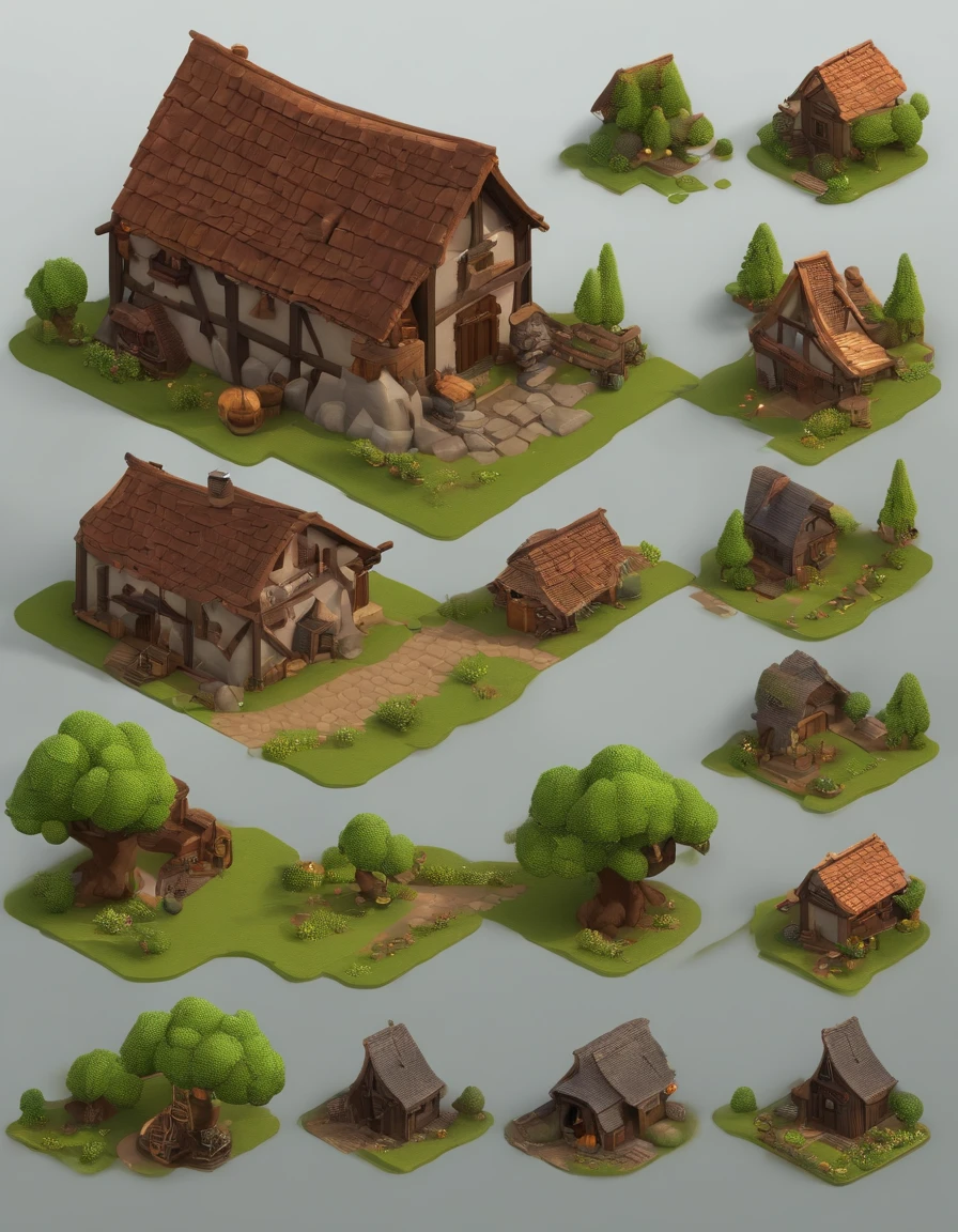 game footage，isometry，Pixel play style，pixal style，Blacksmith shop，building exterior，in a panoramic view，depth of fields，high light，Real light，Ray traching，oc rendered，Hyper-realistic，best qualtiy，8K，Works of masters，super-fine，Detailed pubic hair