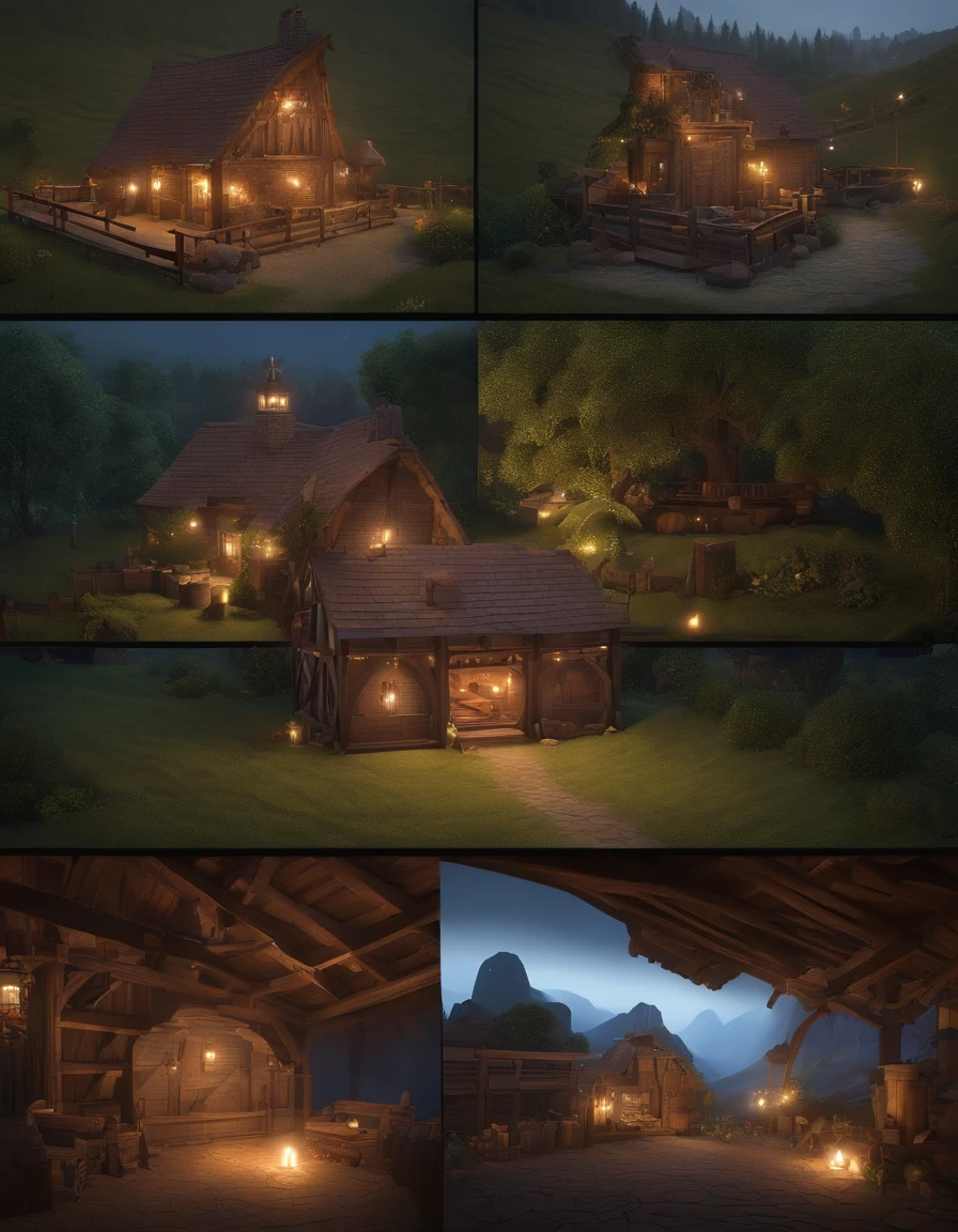 game footage,isometry,Pixel play style,pixal style,Blacksmith shop,building exterior,in a panoramic view,depth of fields,high light,Real light,Ray traching,oc rendered,Hyper-realistic,best qualtiy,8K,Works of masters,super-fine,Detailed pubic hair