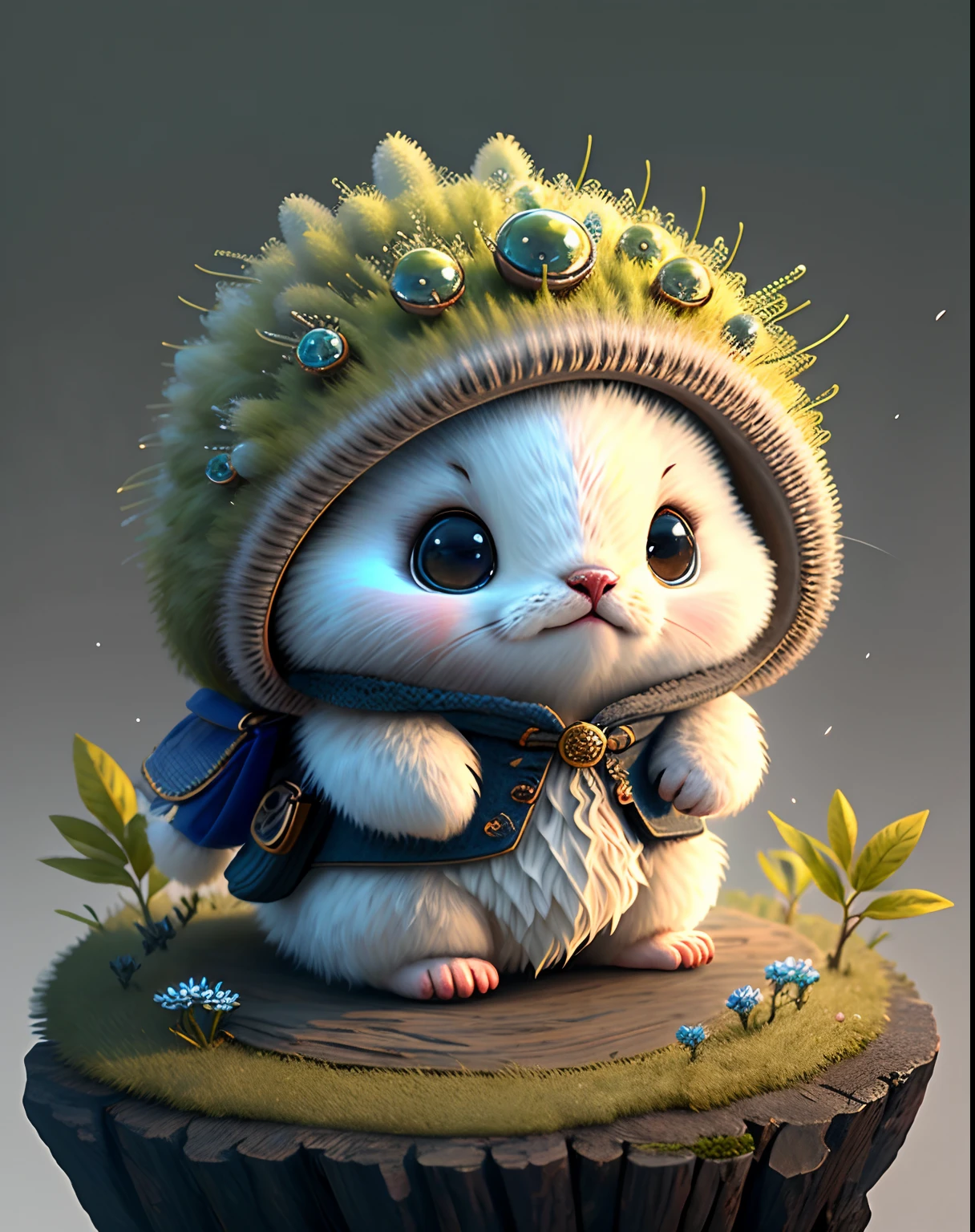 Top image quality、"Create cute creature masterpieces with inspired ultra-detailed concept art. Let your imagination come alive", （ermine）, high detailing, in 8K、Top image quality、jump up、uses magic、Thunder magic in the background