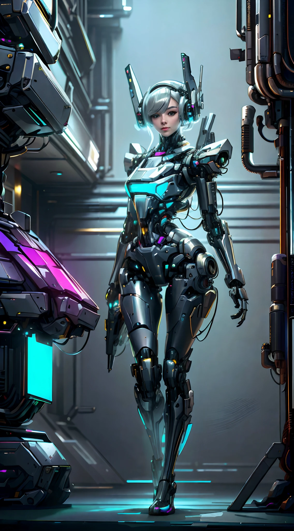 Close-up of a woman posing for a photo in a futuristic outfit, Biomechanical OPPAI, an oppai cyberpunk, cyborg girl, belle fille cyborg, Linda Chika Robot, Perfect cyborg anime woman, Perfect robot girl, The perfect female cyborg, female cyberpunk anime girl, Beautiful and charming female cyborg, belle fille cyborg, Robot - girl, Belle fille blanche cyborg