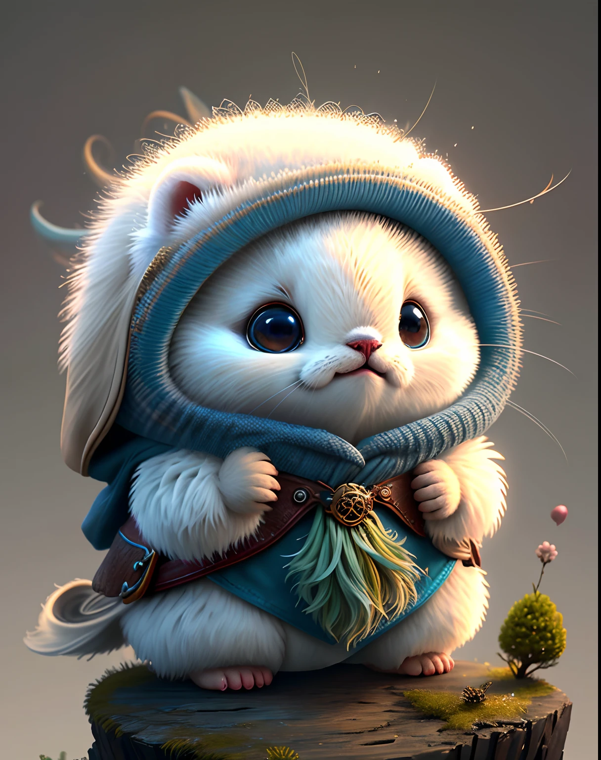 Top image quality、"Create cute creature masterpieces with inspired ultra-detailed concept art. Let your imagination come alive", （ermine）, high detailing, in 8K、Top image quality、jump up、uses magic、Thunder magic in the background