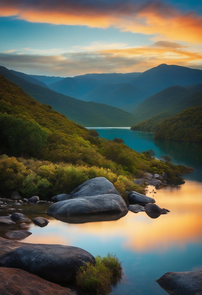 fundo montanhas e um lago