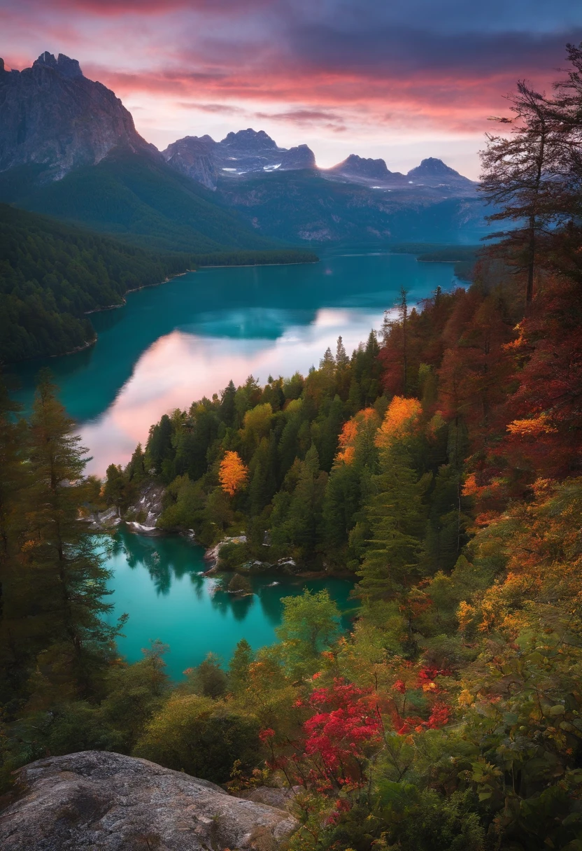 fundo montanhas e um lago