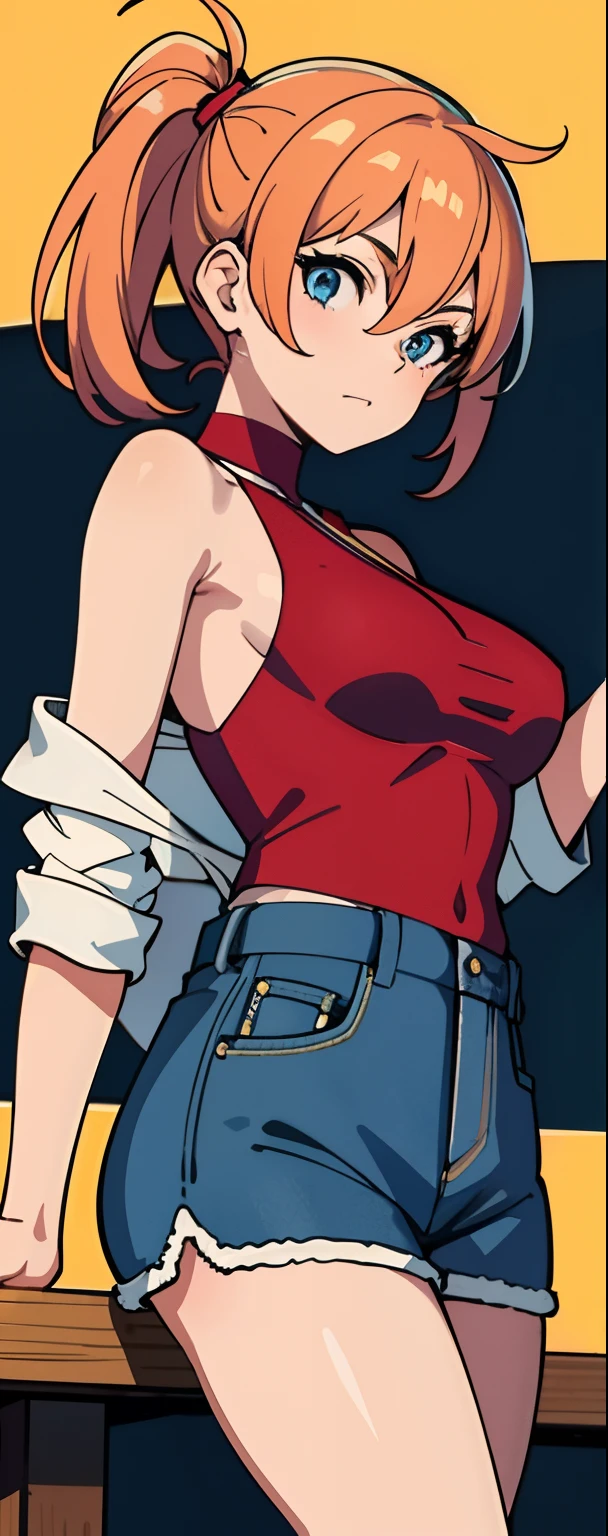 miyamizu_mitsuha, red bowtie,
jewelry, white yoga crop top, white yoga tight shorts, hands on chest,see-through, looking at viewer,  hair ornament, choker, shy,
(masterpiece, top quality, best quality, official art, beautiful and aesthetic:1.2), (1 girl), extreme detailed,  colorful, highest detailed,
(huge breasts:1.2, upper body, from below,  cameltoe,  ) white panties,
china city,street,  sun, cloud, wall, leaning,секси девушка 