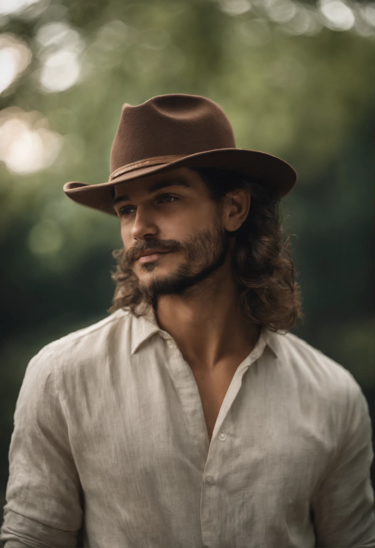 homem negro, corpo inteiro, Um jovem, Homem, best quality, alta qualidade, high resolution), realista, ultra-detalhado, highly detailed face features, realistic lighting and reflections, highly detailed face features, melhor foto,high-quality illustration, hippie, Feliz, ao fundo uma floresta, tatuagens, olhos verdes, barba curta, cabelos curtos, sorrindo, pose pra foto