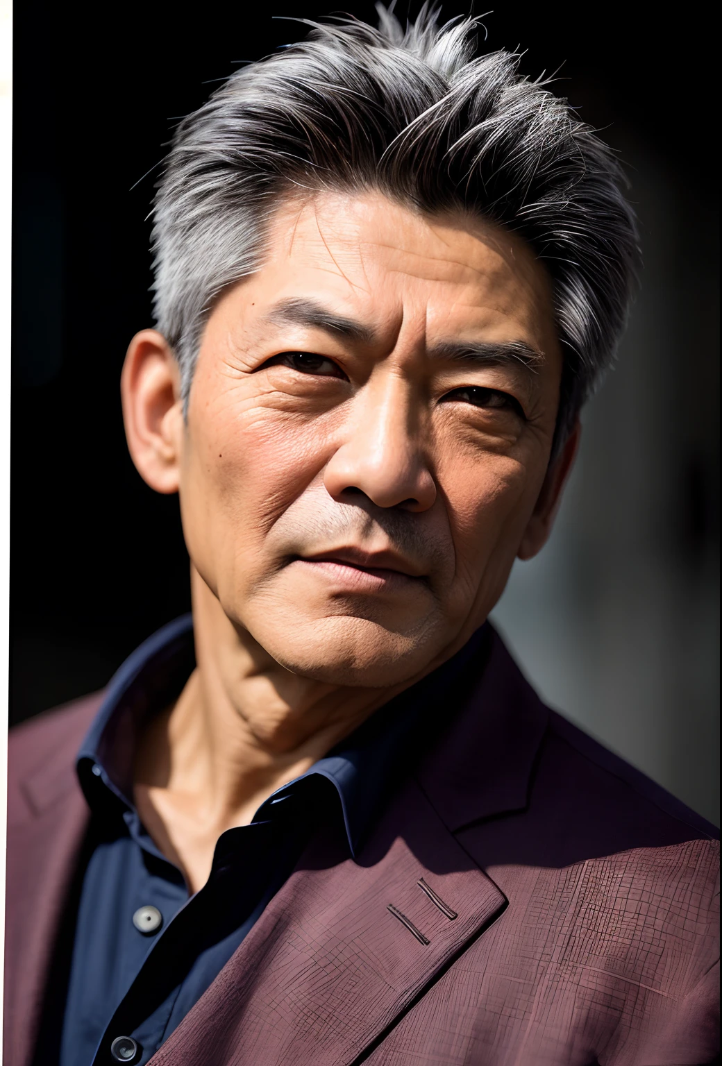 Original photo of an old man in China,Frontal photo，Very spiritual，Handsome，Andy lau，Aaron Kwok，Jackie chan， Cinematic, small detailed, Photorealistic, Ultra Realistic Photo, 8K  UHD, Digital SLR, Soft lighting, High quality, filmgrain, Fujifilm XT3, (Masterpiece),