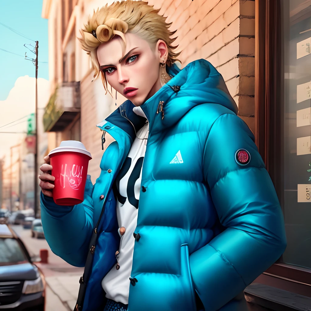 Giorno Giovanna drip lean cup puffer coat