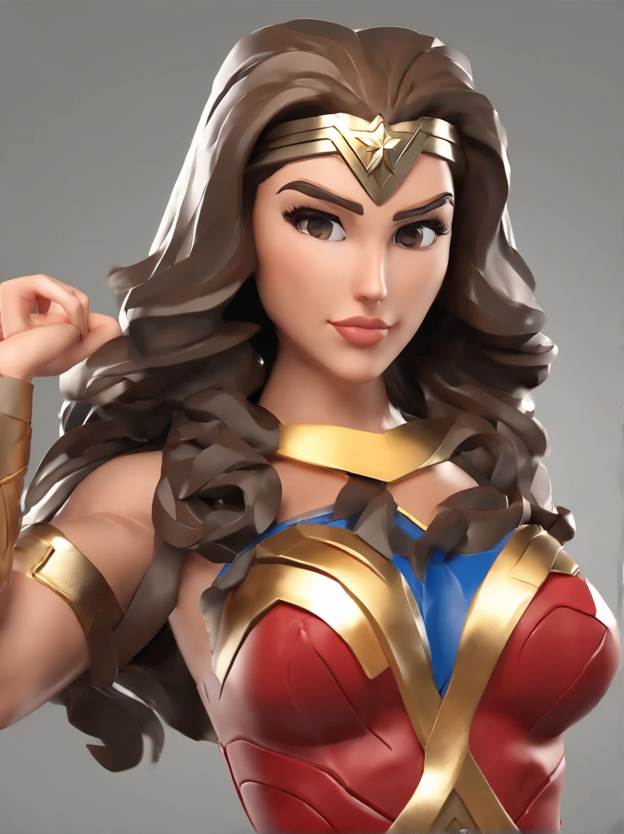 wonder woman cosplay, chibi, clean background, good gloss, 3d render, best quiality