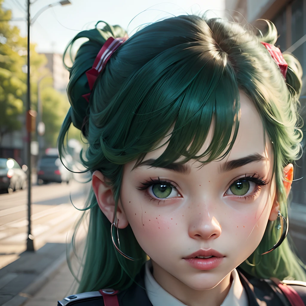 female, green hair, anime, high school, uniform --auto --s2