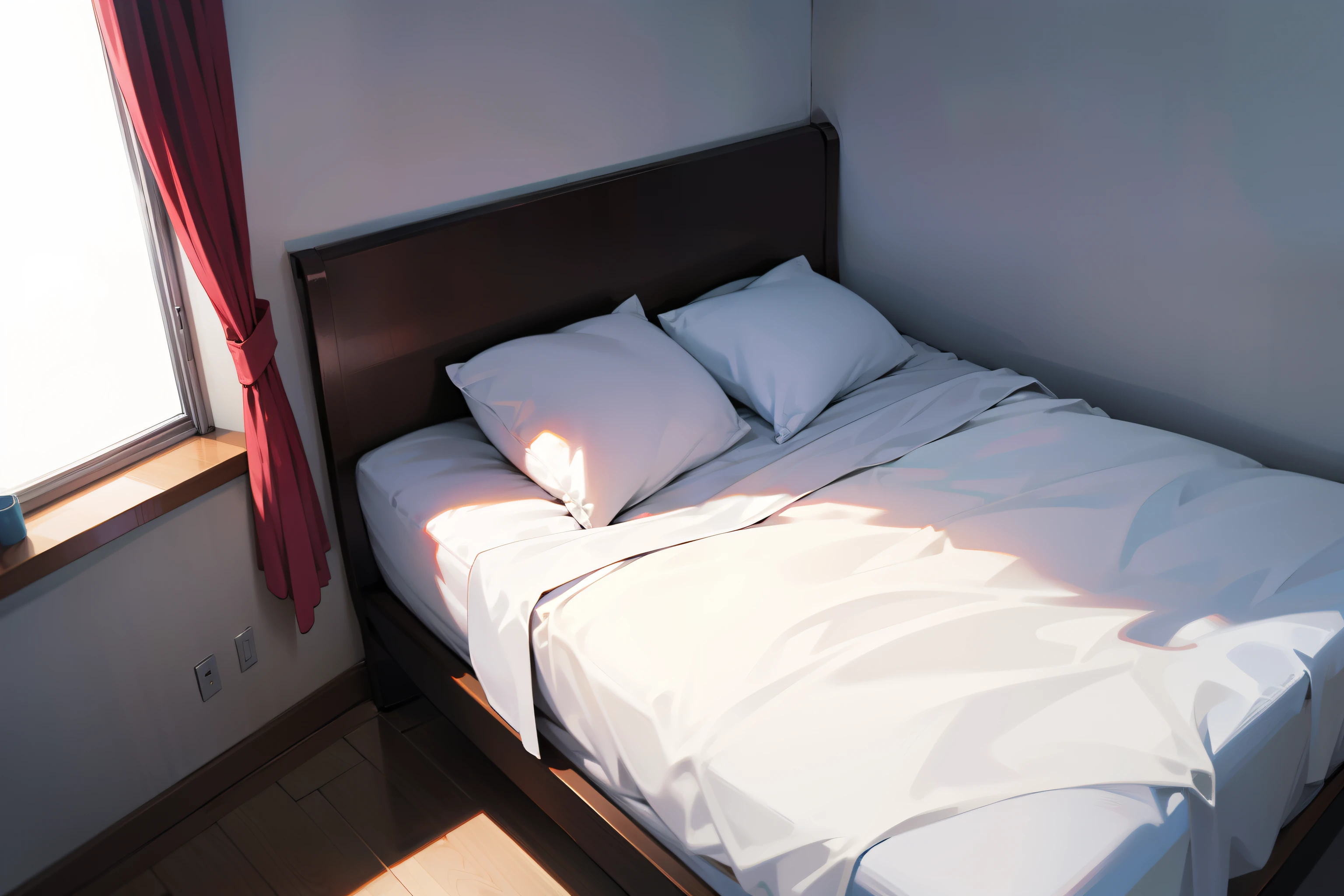 One bedroom with one bed, professional, elegant, anime style