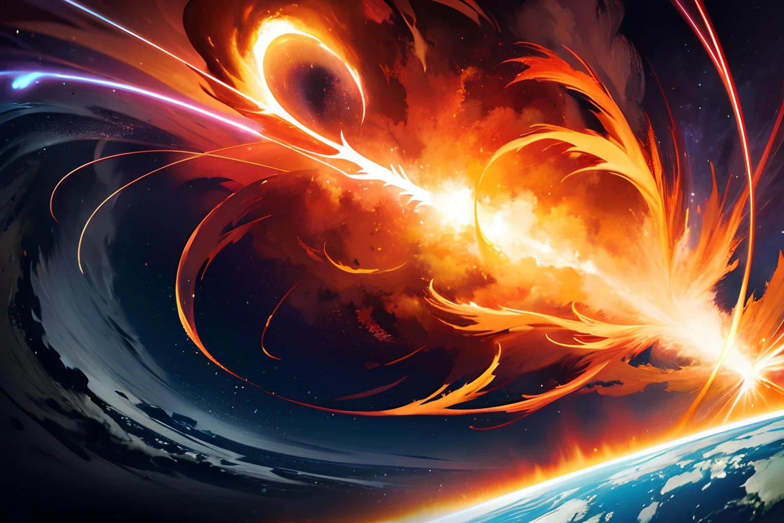Ultra High Resolution Earth Storm Orange Lightning Big Clouds Hurricane