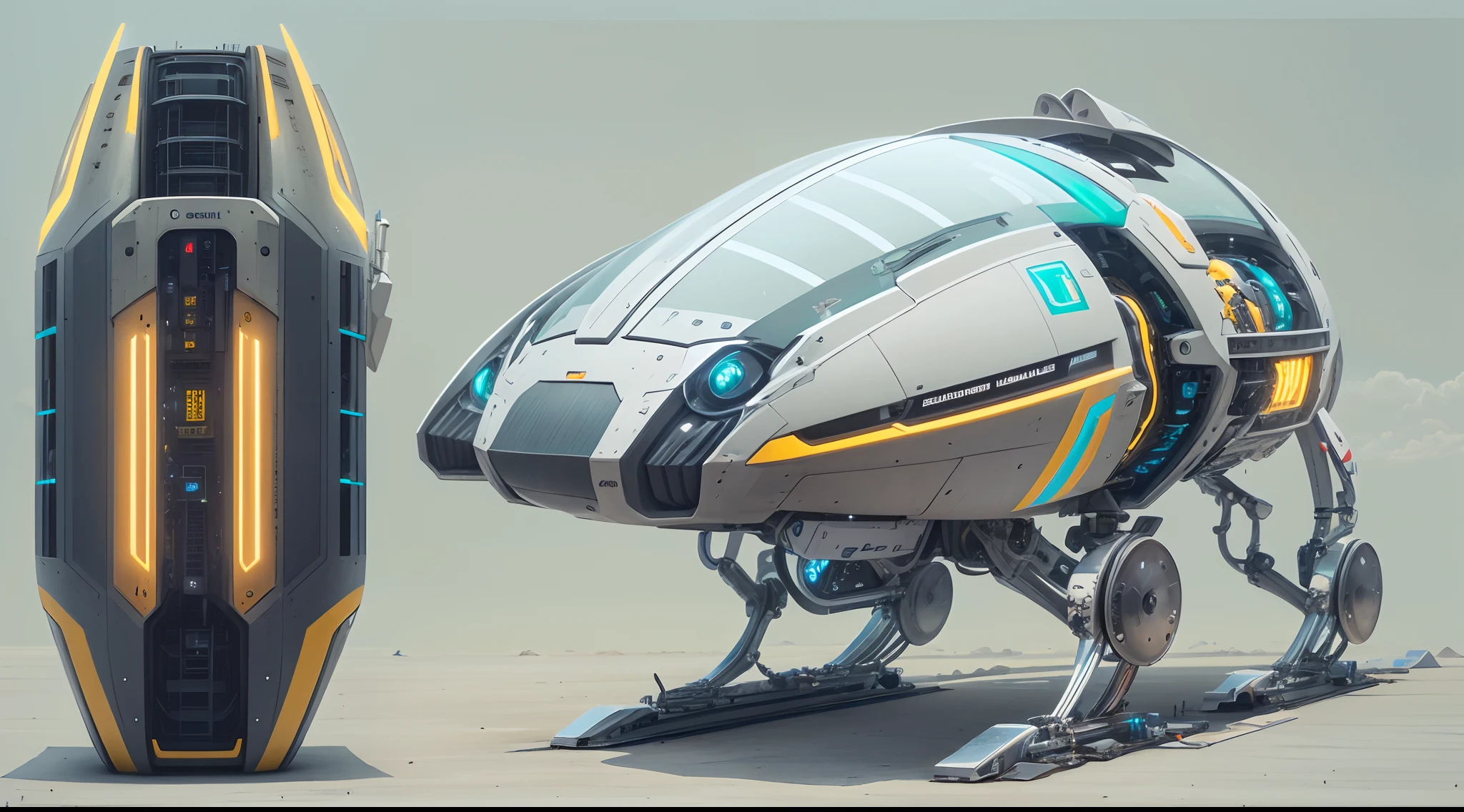 Mechanical exoskeleton RV,Metal construction,Long,(Advanced mobile system),Colorful LED lights,Retro-futuristic aesthetic,Solar panels on the roof,A seamless blend of technology and nature,Wireless connectivity for a futuristic travel experience,Enhanced security features,Perfect for adventure travel.(Best quality,4K,A high resolution,Masterpiece:1.2),Ultra-detailed,(Realistic:1.37),