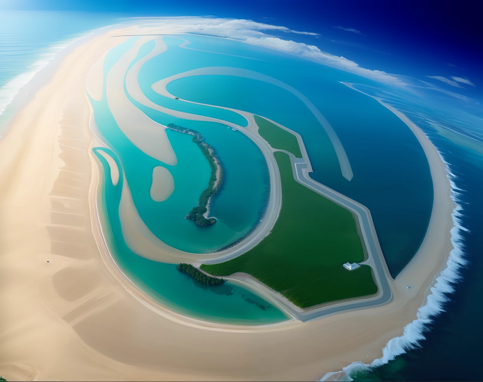(best quality,4k,8k,highres,masterpiece:1.2),ultra-detailed,(realistic,photorealistic,photo-realistic:1.37),portraits,landscape,professional,vivid colors,bokeh,beach,ocean,blue sky,fluffy clouds,rolling hills,beautiful scenery,serene atmosphere,soft sand,gentle waves,crystal clear water,sunlight,coastline,breezy,seagulls,far in the distance,palm trees,blissful,tranquil,harmony,serenity,relaxation,majestic view,reflective sea,peaceful,refreshing,nature's beauty,soothing,escape,serene getaway.