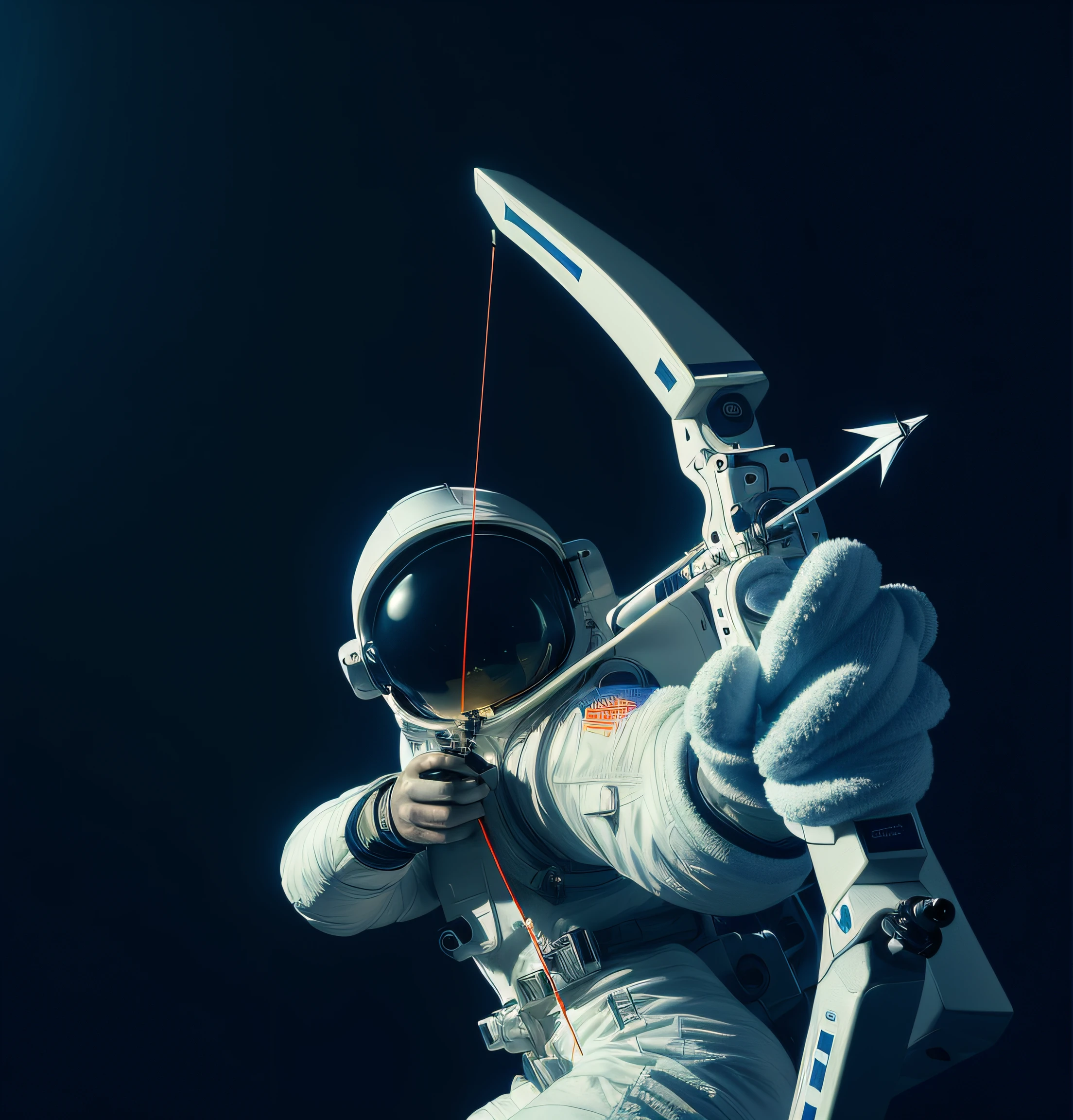 astronaut with bow and arrow in hand, astronaut lost in liminal space, futuristic astronaut, detailed astronaut, astronaut in space, astronaut, holding futuristic crossbow, an astronaut in space, hold mechanical bow and arrow, aiming a bow and arrow, an astronaut, astronaut floating in space, portrait of an ai astronaut, aiming, holding bow and arrow, astronaut below