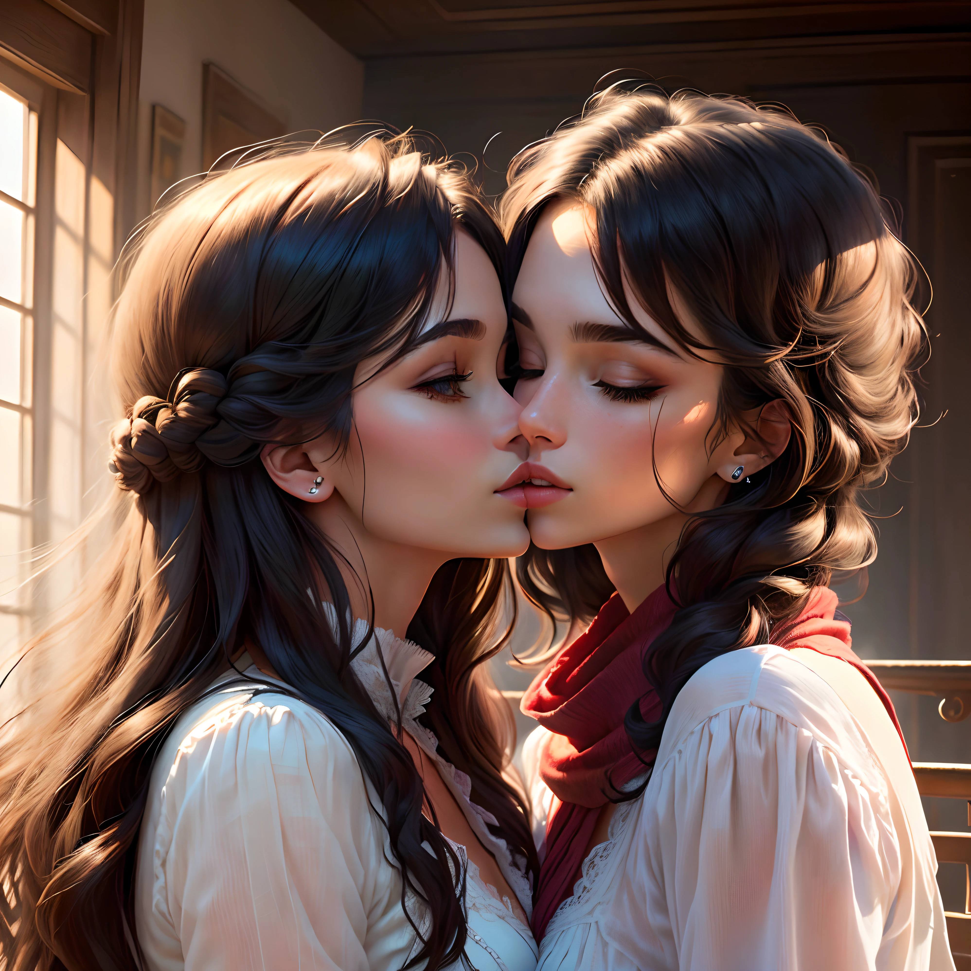 2  women kissing