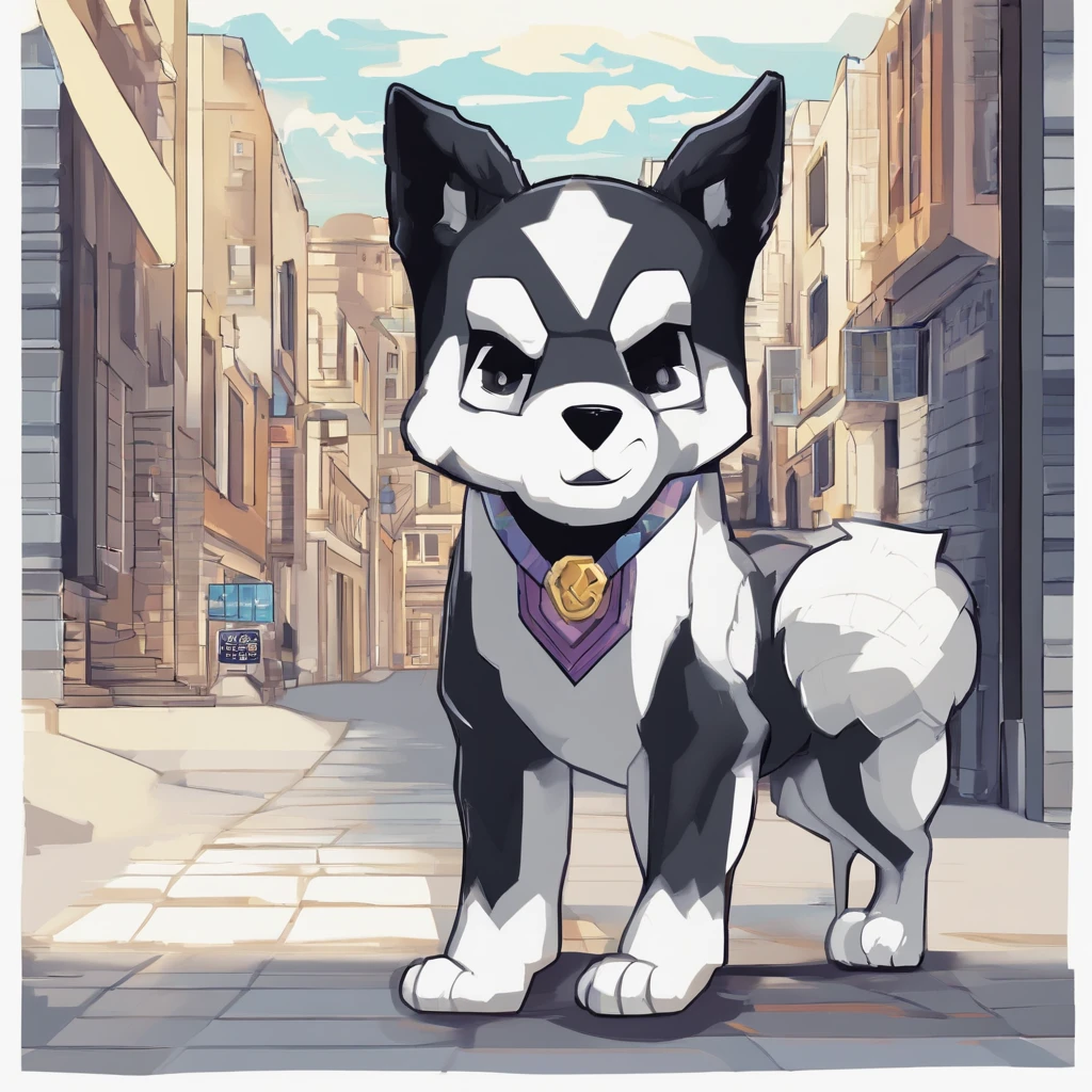 top-quality，best qualityer，rzminjourney，vectorial art，High quality illustrationtiz，tmasterpiece）（komono，furry anthro），round form，Bust，the street，(Boy black humanoid husky:1.2), smiling warmly，Super detailed illustration，solo person，Dark night，Dark streets
