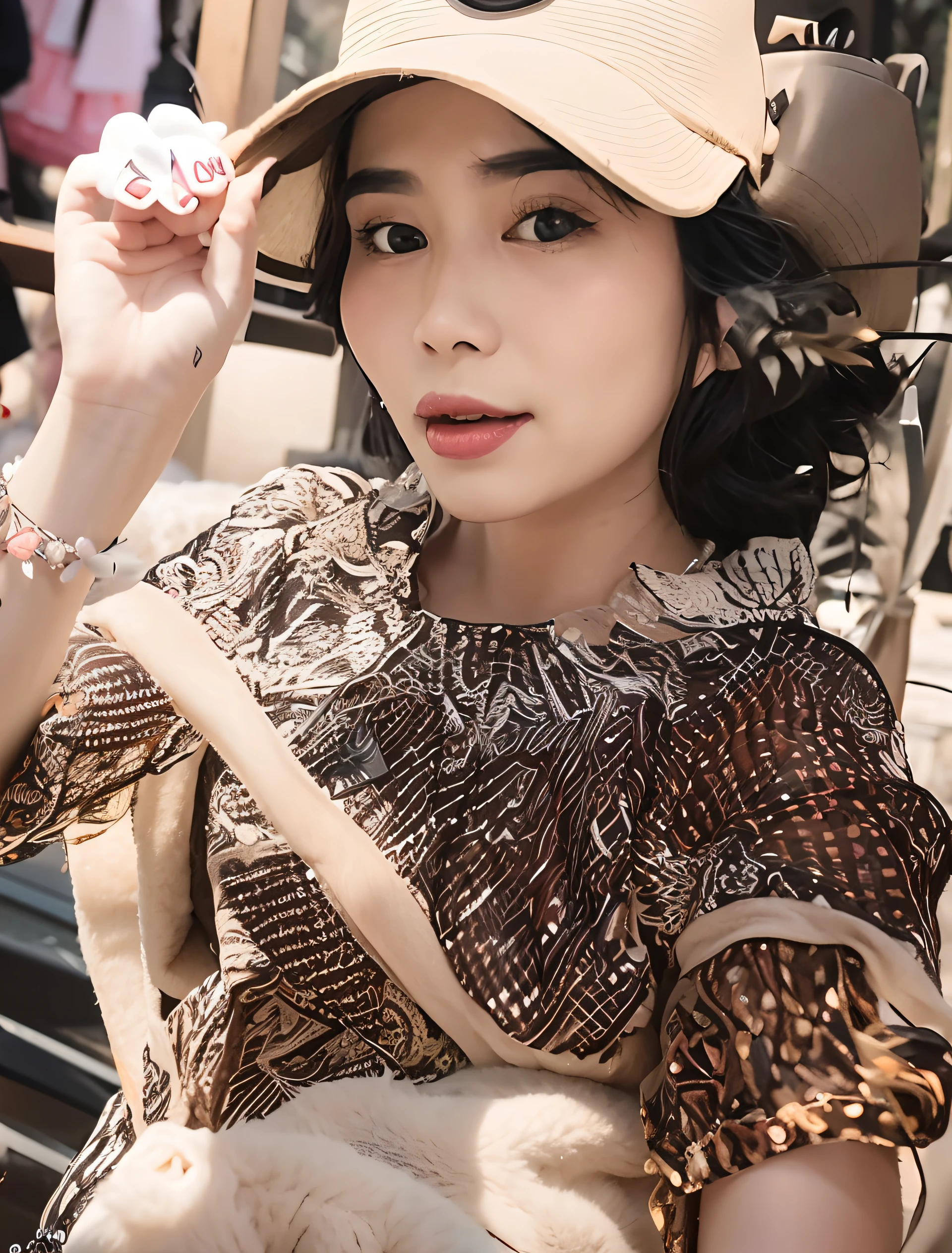 There was a woman wearing a hat and a bag., dang my linh, 30 years old woman, 3 0 years old woman, In the form of Lammani, nivanh chanthara, 2 7 years old, vietnamese woman, profile portrait, Mai Anh Tran, hoang long ly, 2 8 years old, 2 2 years old