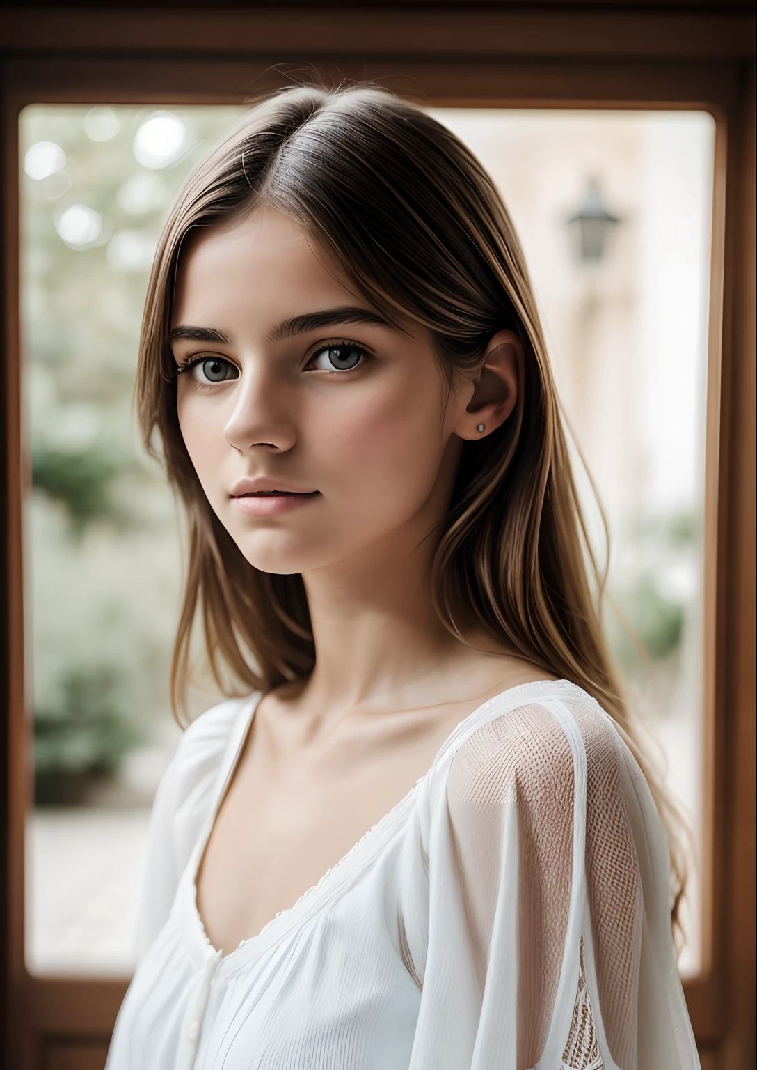 ((1 fille espagnole)), (Laia Manzanares) (Interpolation model, 21 ans,  jeune)), Beautiful ethereal, mince, petite, Soft Light, ((Style David Hamilton)), Image en gros plan, Masterpiece, Best quality, photo-realistic, 8k, High resolution, detailed skin, 8K UHD, DSLR, softlighting, High quality, grain du film, Fujifilm XT3