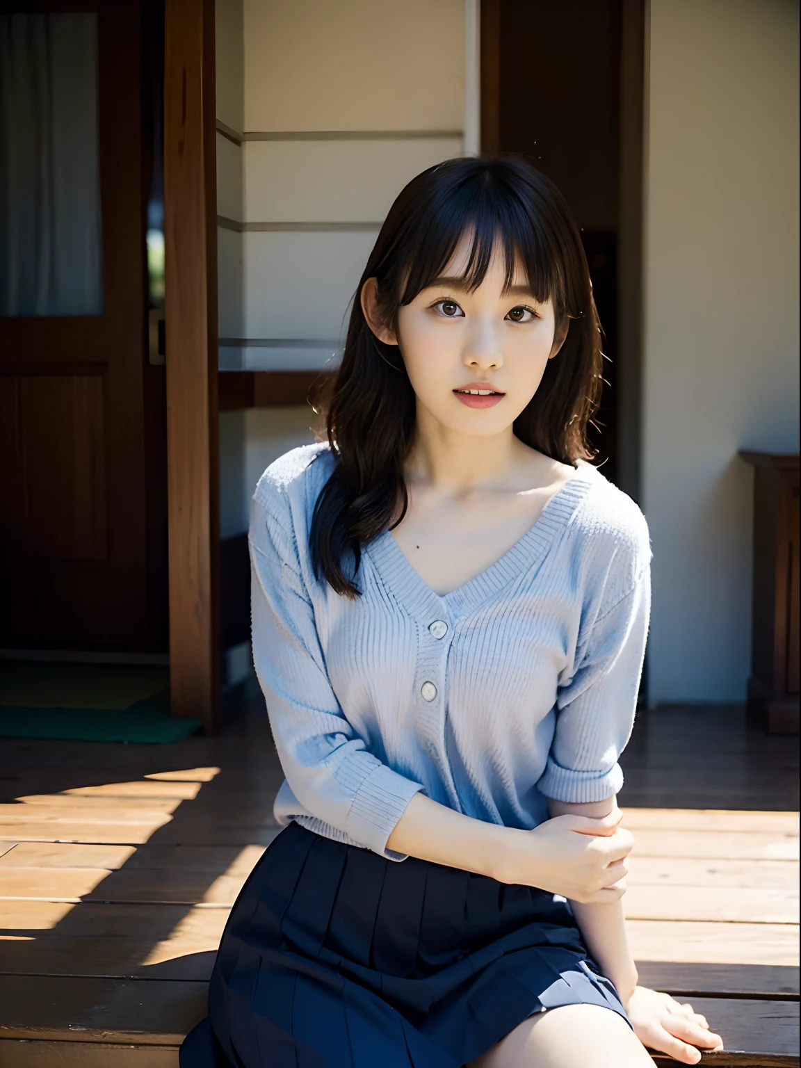 Woman in arafly clothes sitting on chair in school uniform, Korean Girl, jaeyeon nam, captured on canon eos r 6, Sailor Uniform, Cute Schoolgirl, a hyperrealistic schoolgirl, taken with canon 5d mk4, a hyperrealistic schoolgirl, girl wearing school uniform, wearing japanese school uniform, sakimichan, young ,camisole,undergarment