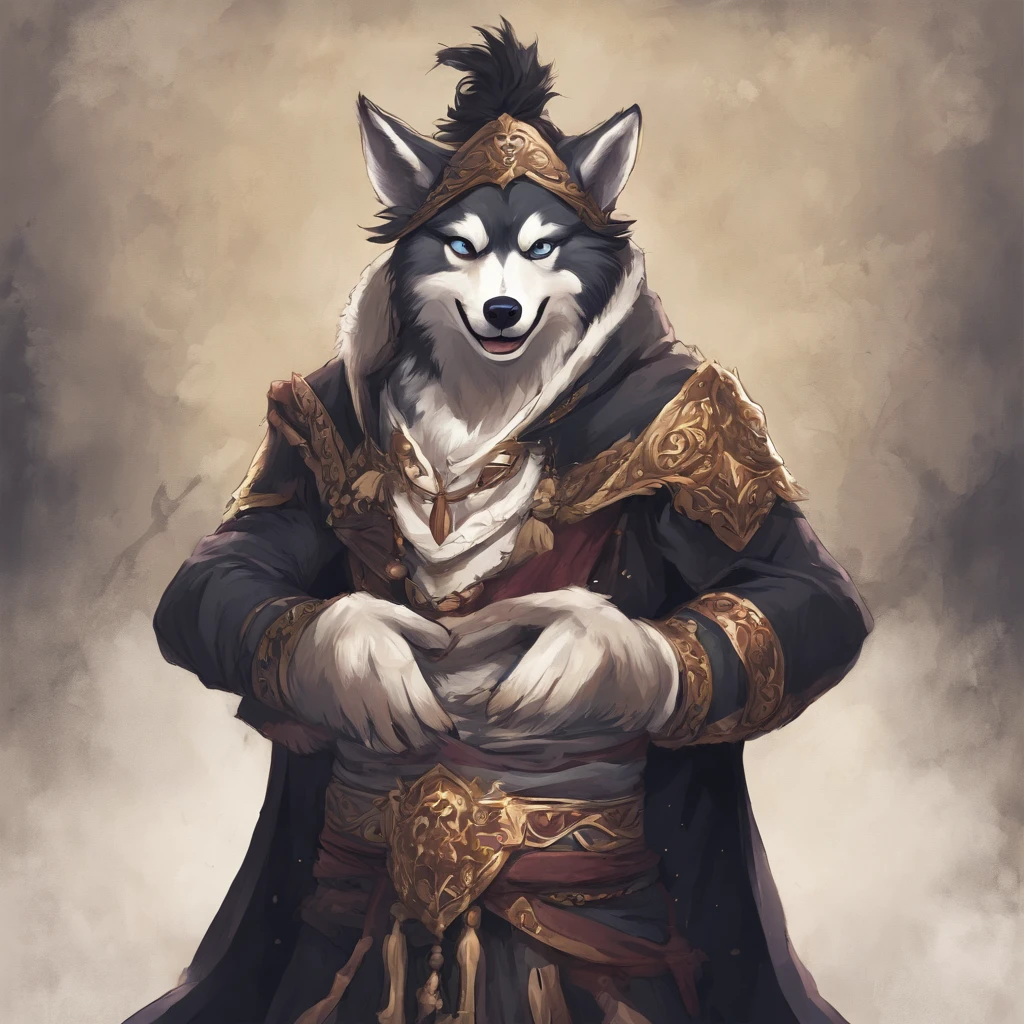 top-quality，best qualityer，rzminjourney，vectorial art，High quality illustrationtiz，tmasterpiece）（komono，furry anthro），round form，Bust，the street，(Boy black humanoid husky:1.2), smiling warmly，Super detailed illustration，solo person，Dark night，Dark streets