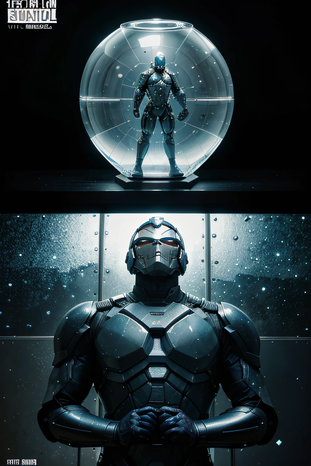 Science fiction comics, manga book, Comic storyboard: 1.8, Comics_layout, Super soldiers around the world join forces to save the planet", Metal armor, fantasy, Ethereal, (isolation: 1.1), (glaze: 1.1), (reflective light: 1.2), glass, polygon, Ultra detailed, Intricate, oil on the canvas, Dry brush, (surrealism: 1.1), (Disturbing: 1.1), Enhanced detail., 32K ,Ultra HD, Comics-like panel layout, Voice balloons, English text, Hand drawn audio stickers used in comics.