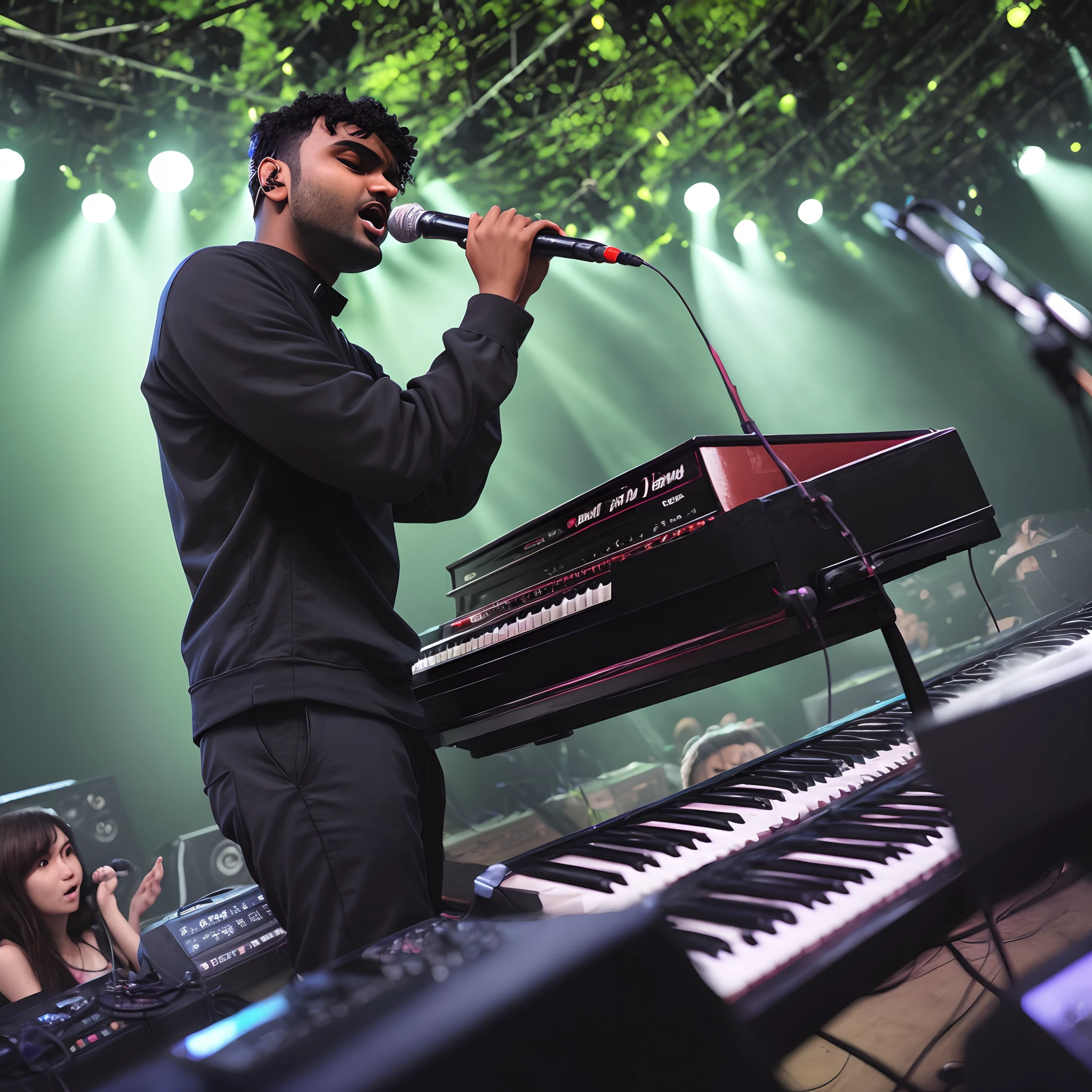 Jai Paul performing in forest
