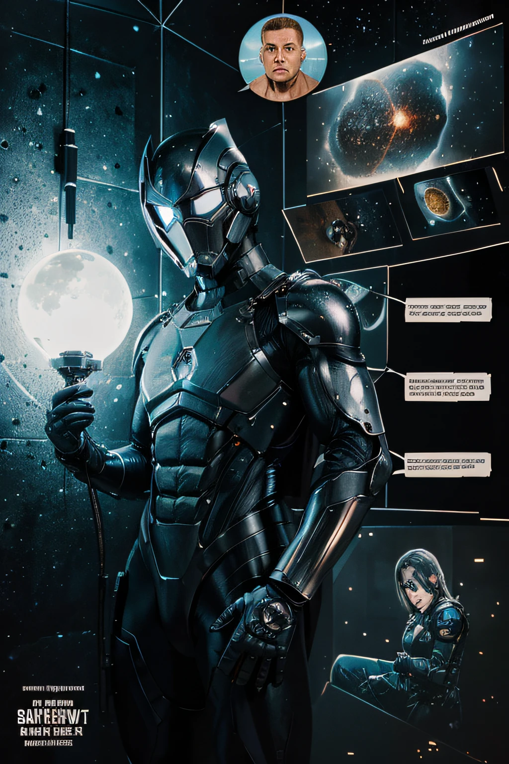 Science fiction comics, manga book, Comic storyboard: 1.8, Comics_layout, Super soldiers around the world join forces to save the planet", Metal armor, fantasy, Ethereal, (isolation: 1.1), (glaze: 1.1), (reflective light: 1.2), glass, polygon, Ultra detailed, Intricate, oil on the canvas, Dry brush, (surrealism: 1.1), (Disturbing: 1.1), Enhanced detail., 32K ,Ultra HD, Comics-like panel layout, Voice balloons, English text, Hand drawn audio stickers used in comics.