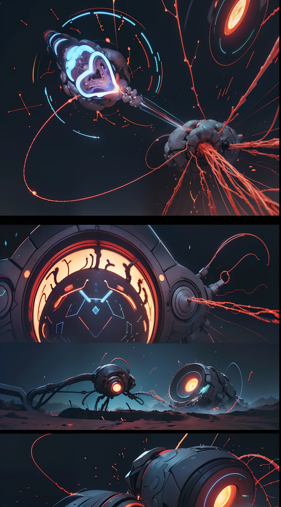 Masterpiece:1.3 UHD de la mejor calidad, A professional 3D render that's hyper-detailed like an oil painting: celulas, neuronas humanas, ((Large-scale kinematic microscopic view of active neural connections)), neuronas conectadas, Electrical Neural System, sinopsis neuronal, cerebro por dentro papel tapiz, Poster VFX Effects, Pintura mate digital VFX, ..cgi, CG, detalle ((Neural Cell Connections in the Unified Theory:1.4), ((surrealismo, Super Resolution:1.3)), (Arte conceptual surrealista), realista, no humanos, (horror, terror), scientist, 3D , fotorrealista,(((Realistic Abomination))), abstracto (Pintura digital), exquisito detalle, Stunningly Detailed, Profundo, campo de profundidad , no humano))by Hr giger by beksinski, DeviantArt,