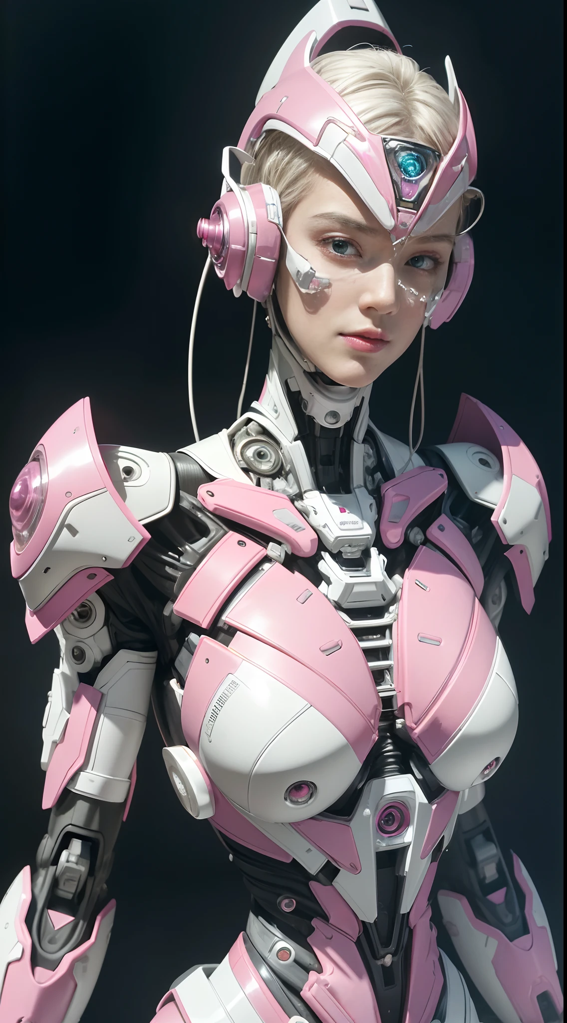 complex 3d render ultra detailed, android woman, cyborg, robotic parts, pink silver robotic suit, 150 mm, beautiful studio soft light, rim light, vibrant details, luxurious cyberpunk, lace, hyperrealistic, anatomical, facial muscles, cable electric wires, microchip, elegant, beautiful background, octane render, H. R. Giger style, 8k, best quality, masterpiece, illustration, an extremely delicate and beautiful, extremely detailed ,CG ,unity ,wallpaper, (realistic, photo-realistic:1.37),Amazing, finely detail, masterpiece,best quality,official art, extremely detailed CG unity 8k wallpaper, absurdres, incredibly absurdres, robot, pink silver halmet, full body,