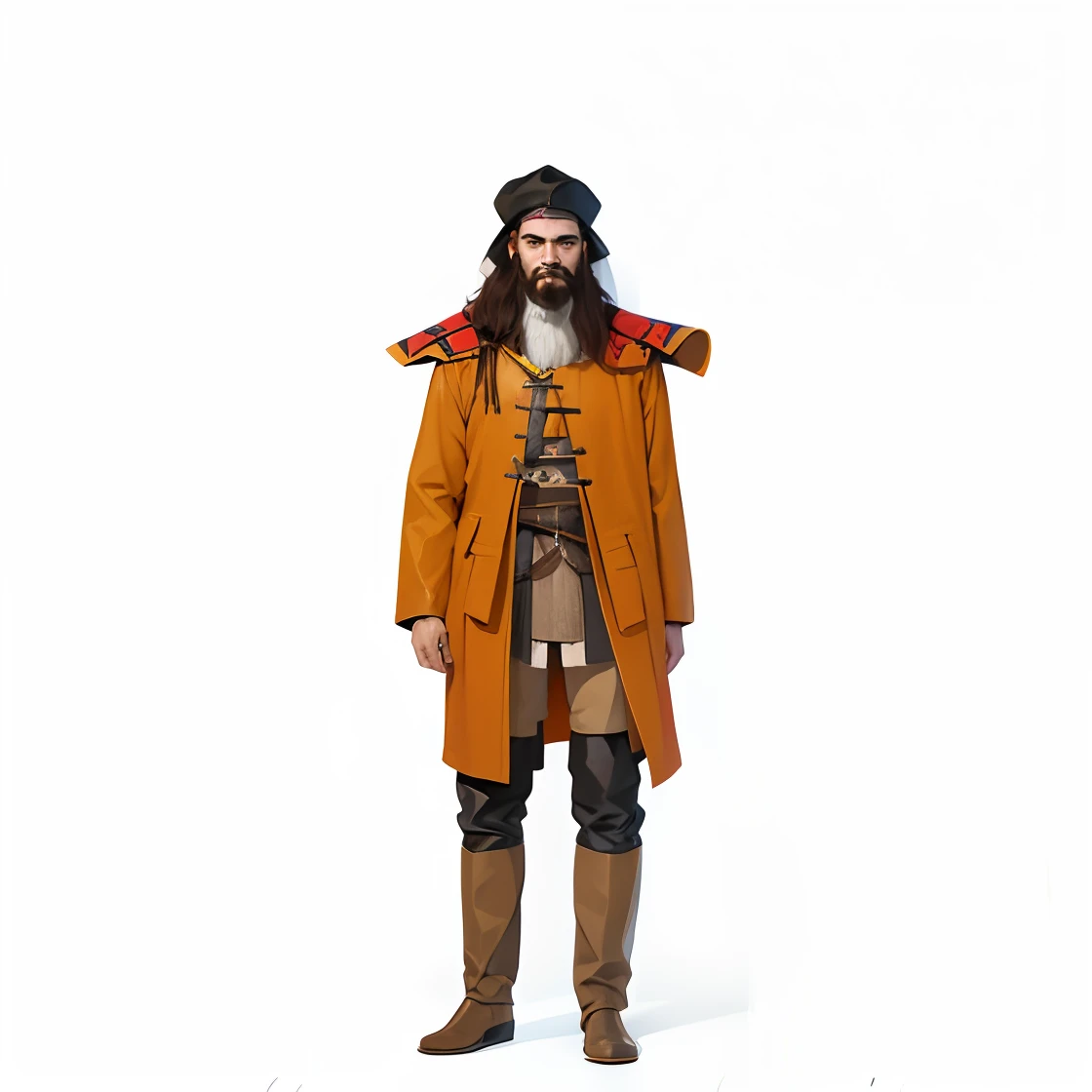 guerreiro medieval, desleixado, estilo pintura, barbudo, barba grande