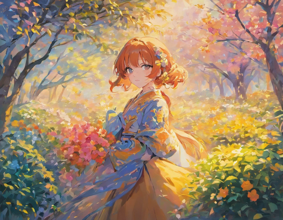 Fantastic flowering garden. Paintings in the style of John Singer Sargent, Masterpiece