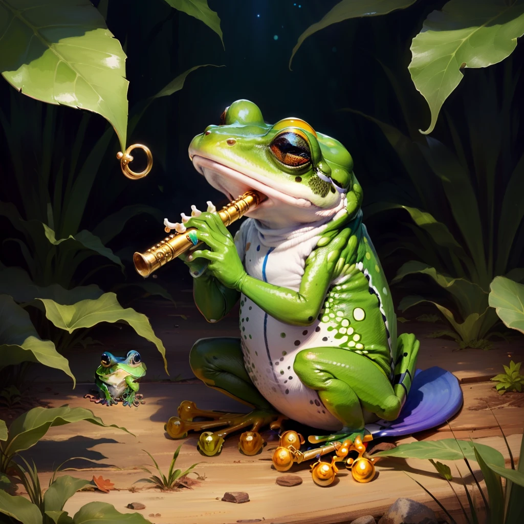 Frog playing the flute