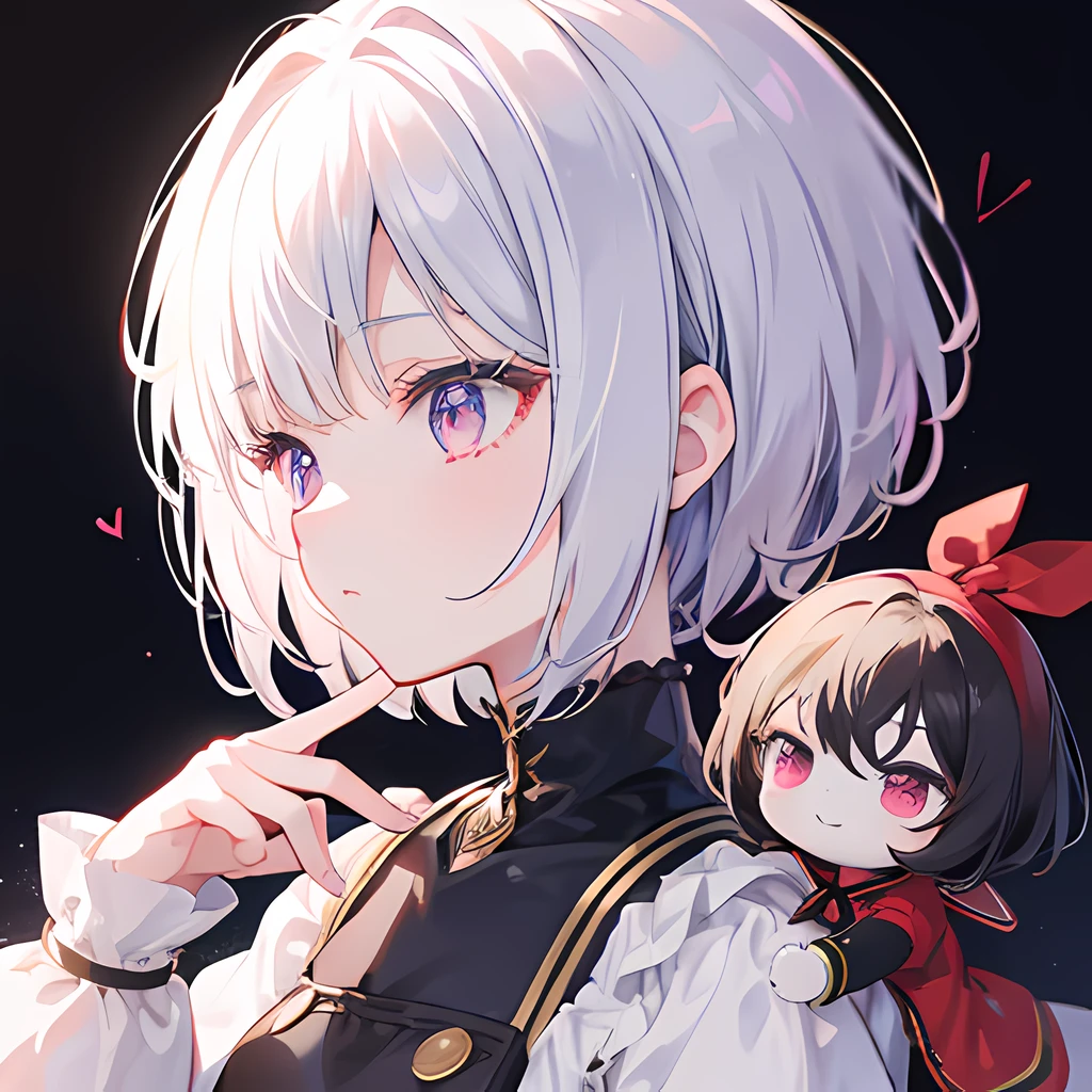 A puppet doll girl, button eyes, short hair, a puppet girl vtuber, vtuber, profile picture