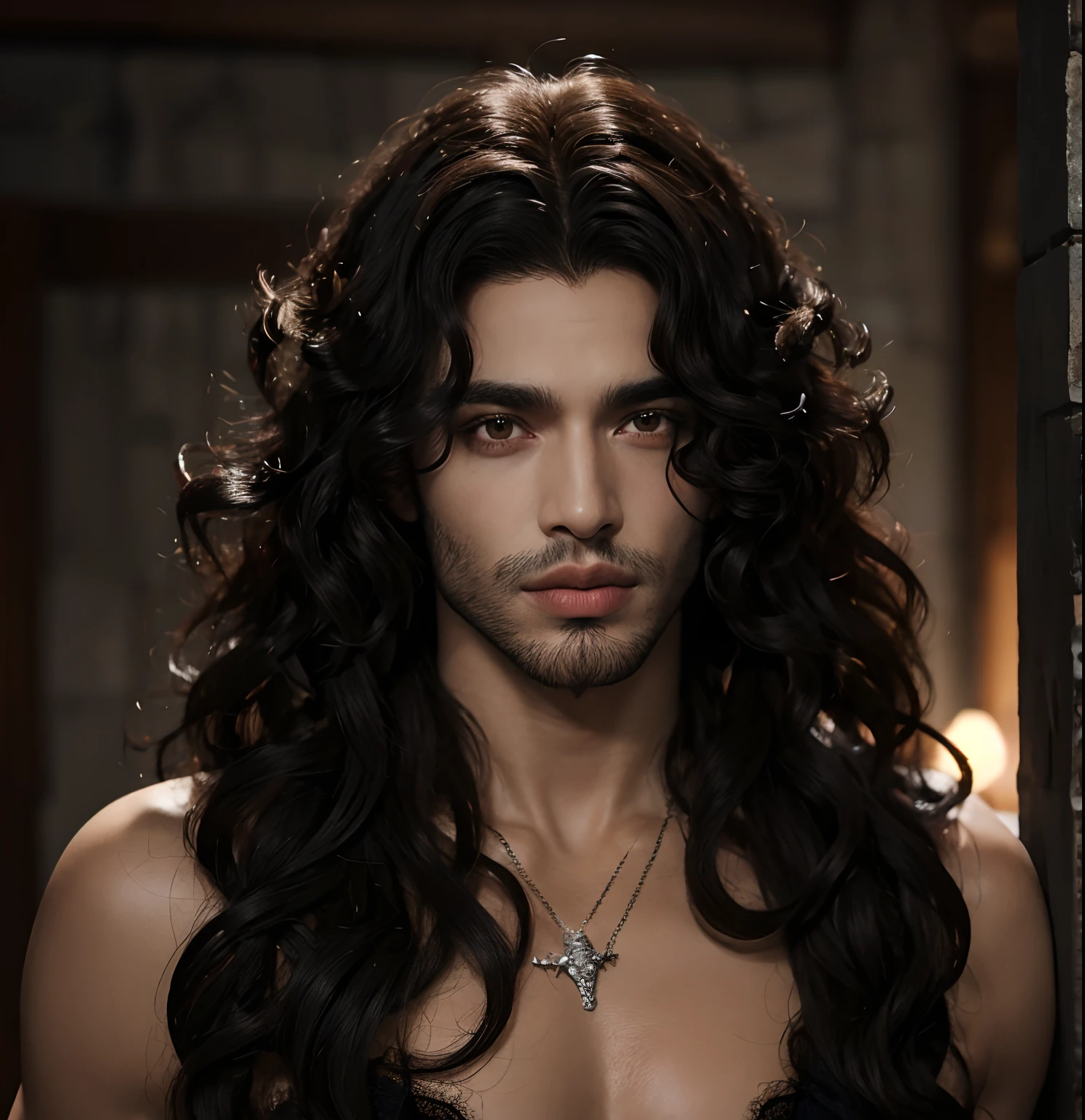 homem negro, curly hair, High, Estilo Castlevania, olhos vermelhos